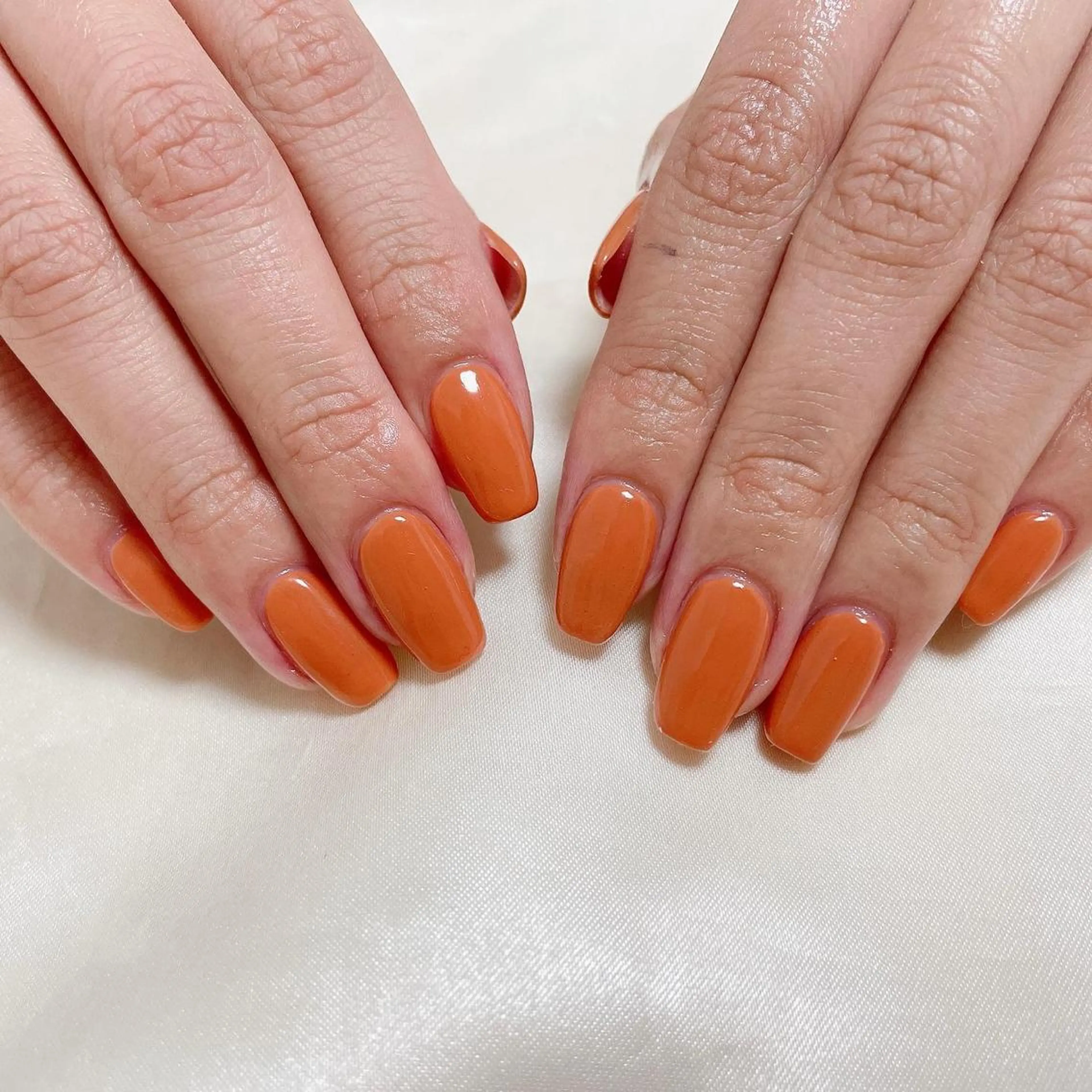 ネイル ワンカラーネイル オレンジ kikinail 溝の口のネイルデザイン