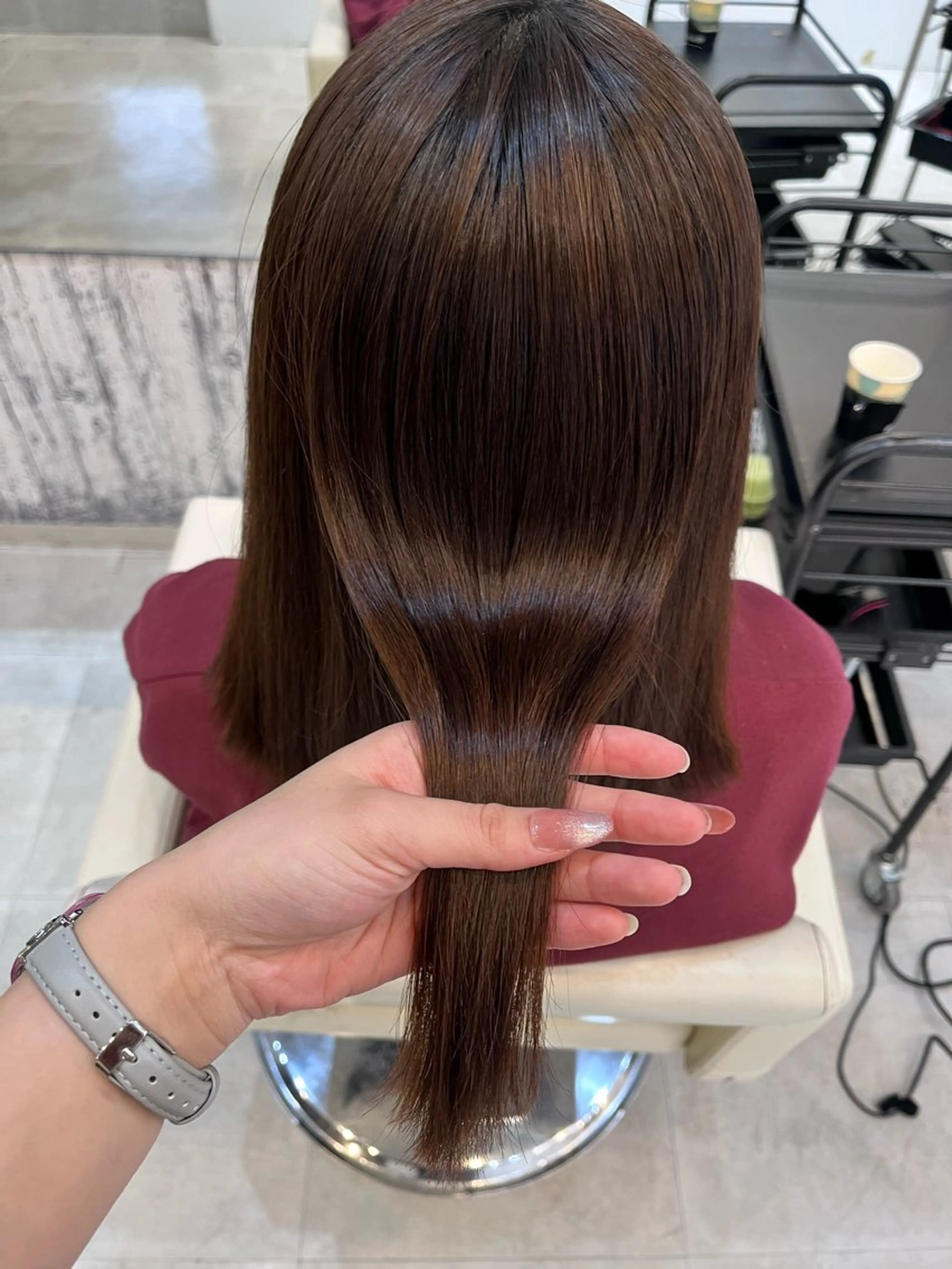 セミロング 縮毛矯正 トリートメント ななる ／モデル様募集中‼️のヘアスタイル