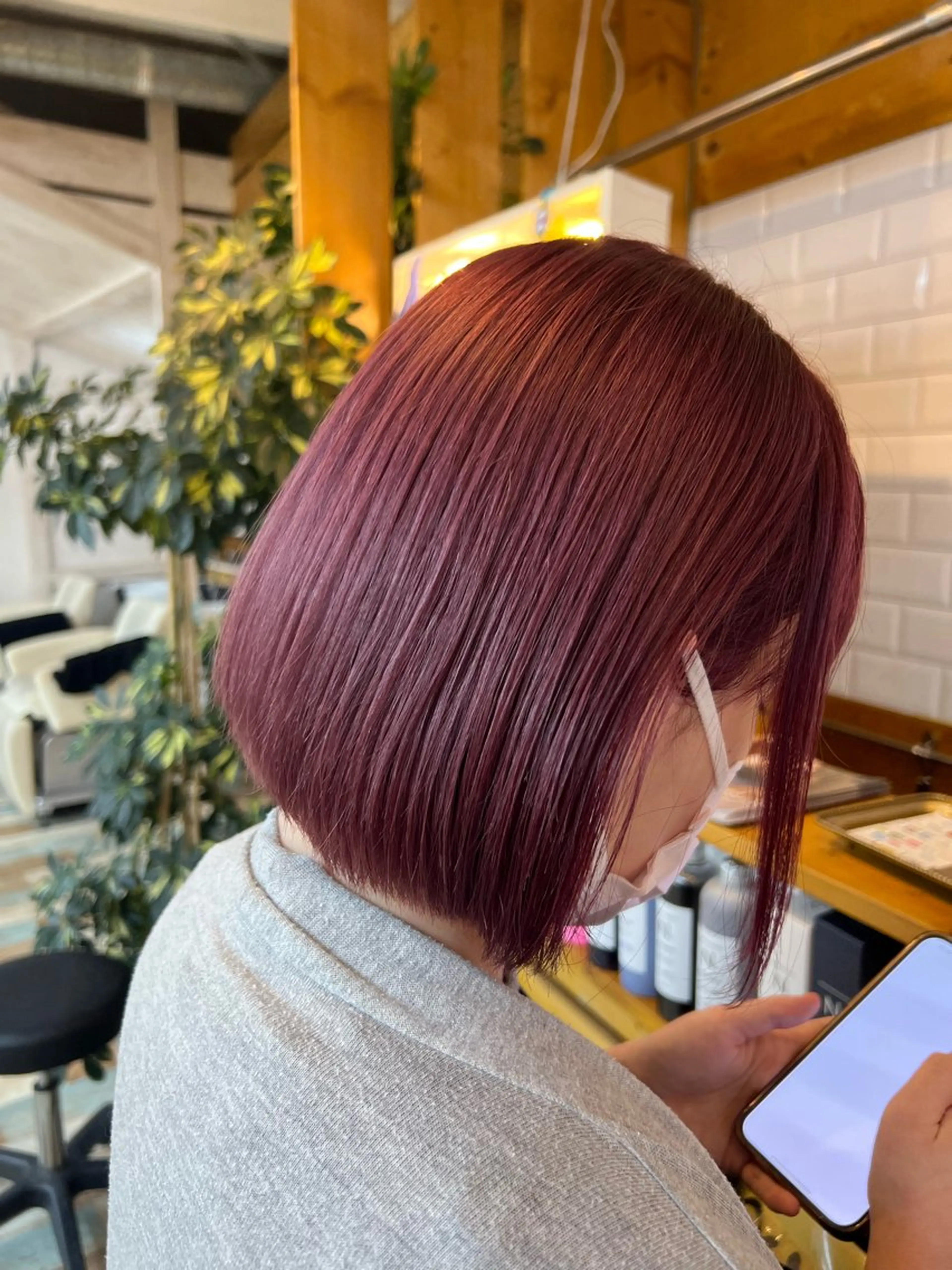 ショート カラー ブリーチ ダブルカラー ピンクカラー ローズカラー ヘアカラー トリートメント KANA/ボブ/ インナーカラー/艶髪のヘアスタイル