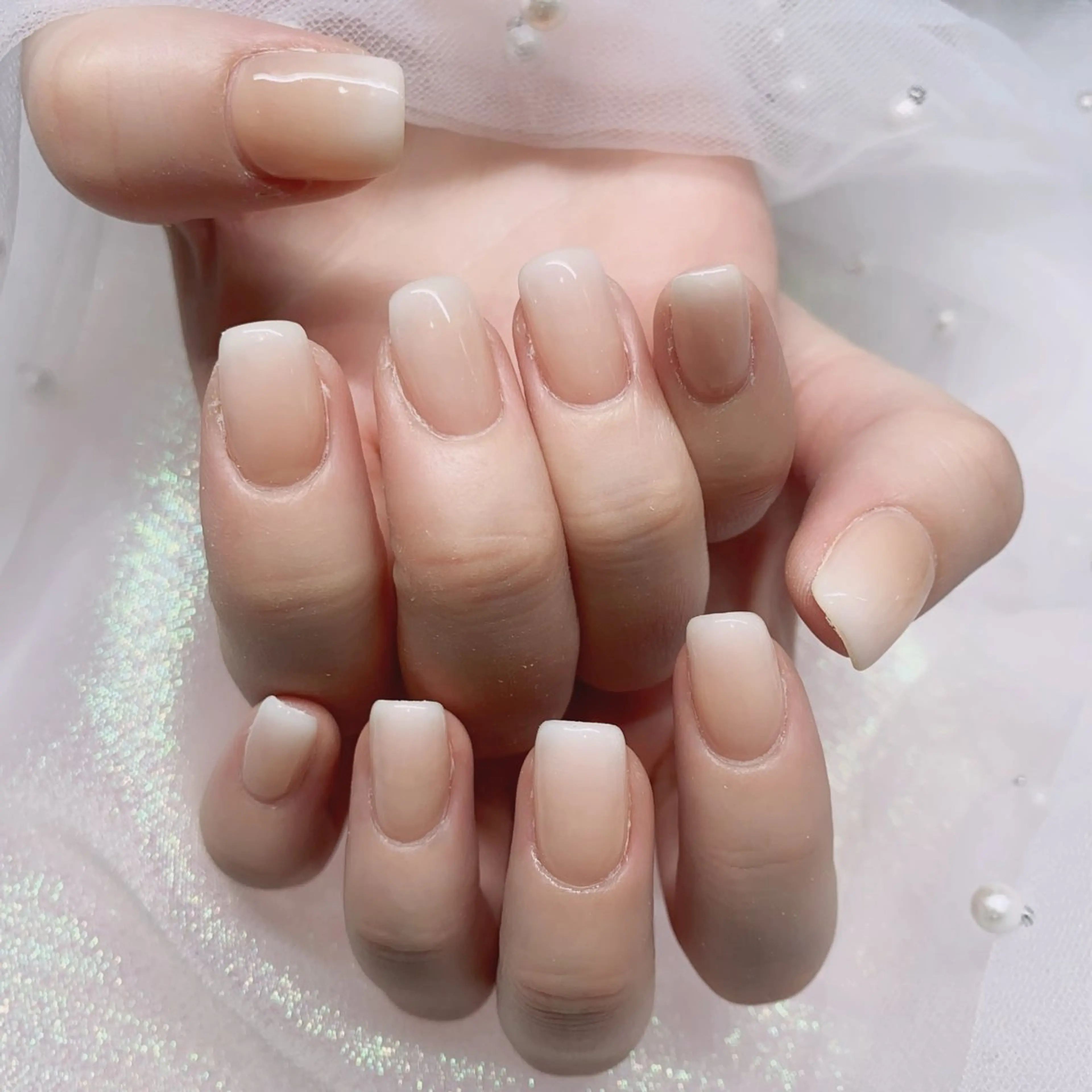 ネイル 長さ出し ジェルネイル キラキラネイル 大理石ネイル(マーブル) ニュアンスネイル Morpho nailのネイルデザイン