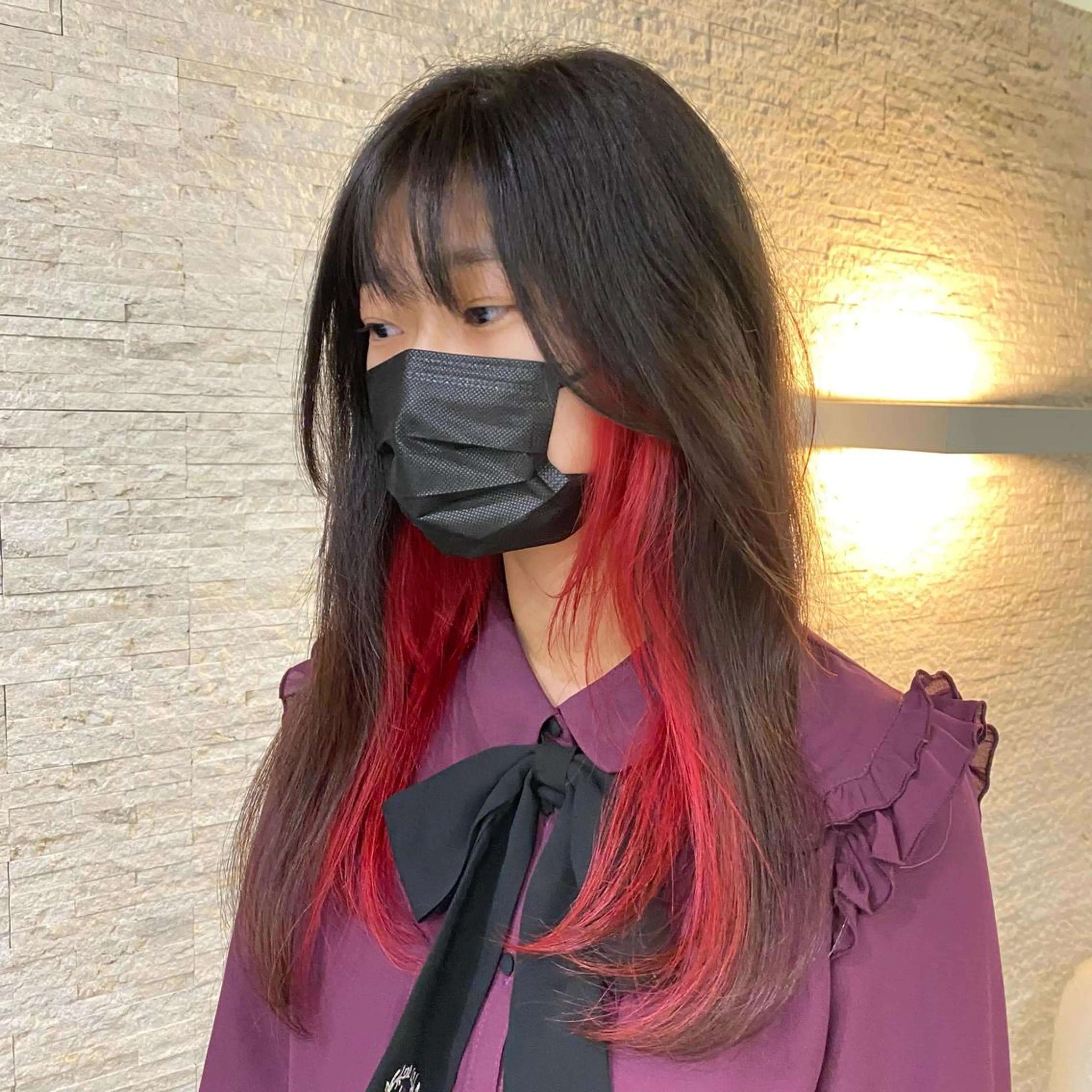 ロング カラー ブリーチ ブラウンカラー ダブルカラー インナーカラー レッドカラー Agu hair TENOE大宮氷川参道店所属・🫧美髪＆艶カラー 増田魁土🫧のヘアスタイル