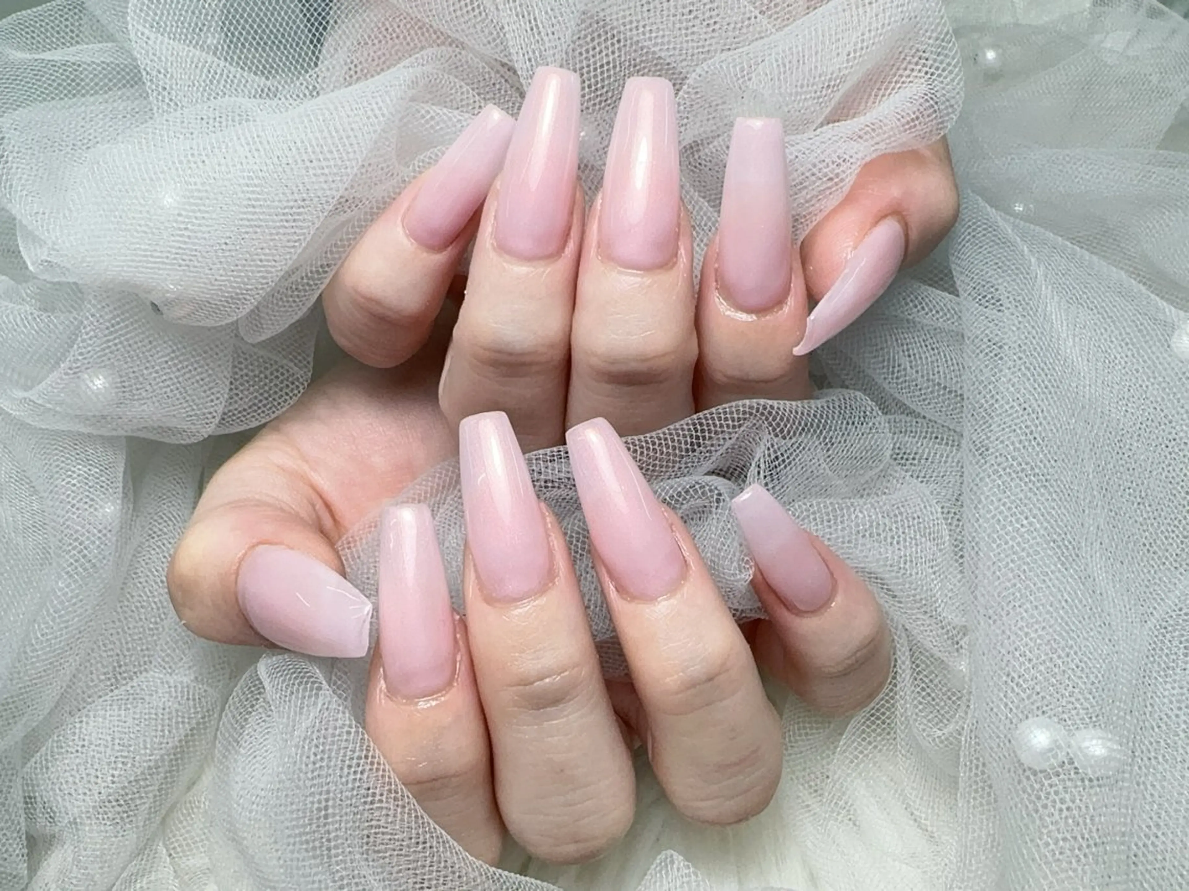 ネイル 長さ出し フレンチネイル ジェルネイル ガラスフレンチ 韓国ネイル For U nail スカルプ専門店のネイルデザイン