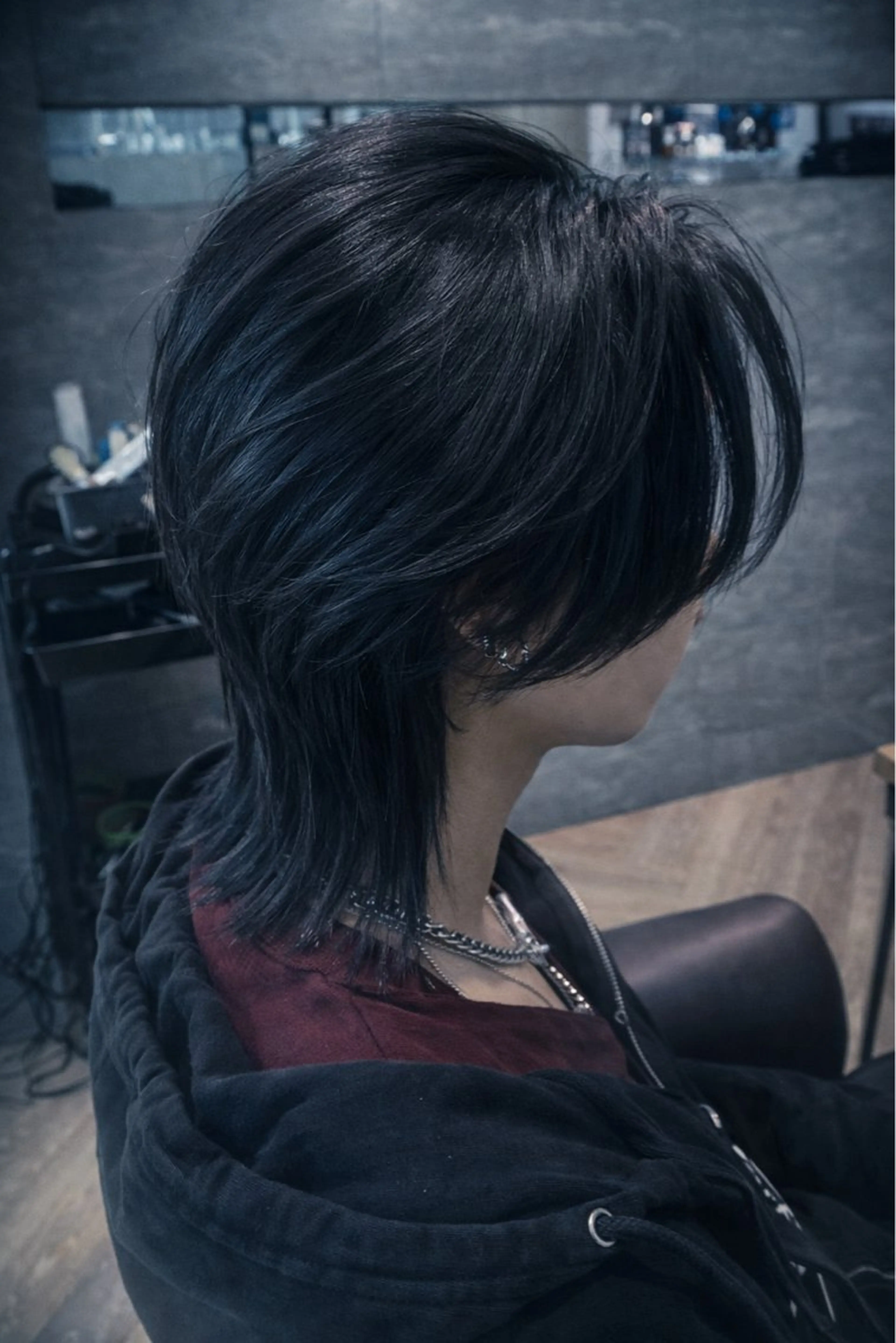 ミディアム カラー メンズ特化/フェザー /パーマ/伊勢元のヘアスタイル