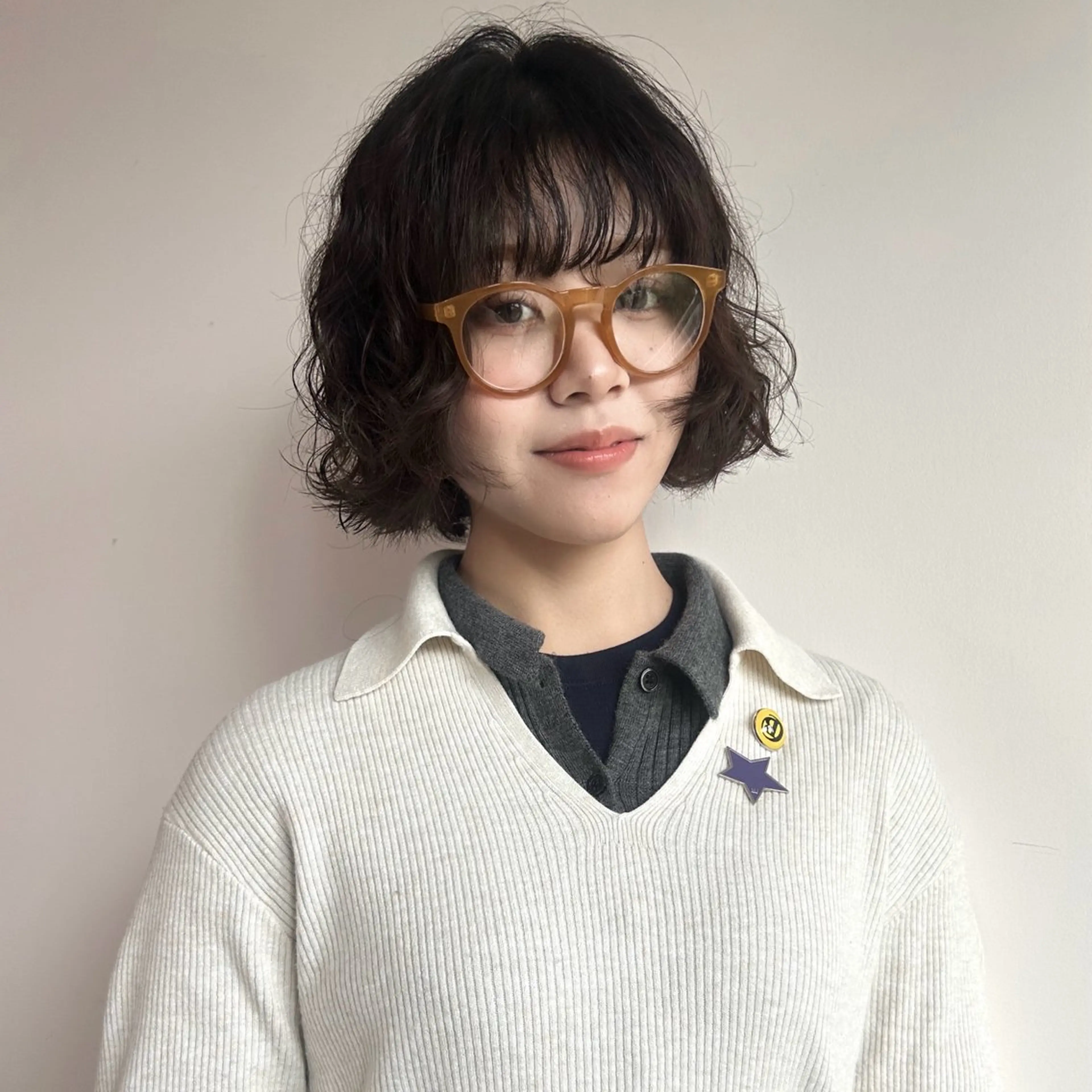 ミディアム カラー パーマ ミディアムパーマ ボブ カット ヘアカラー パーマ 伊藤ほのか/パーマ /酸性ストレートのヘアスタイル