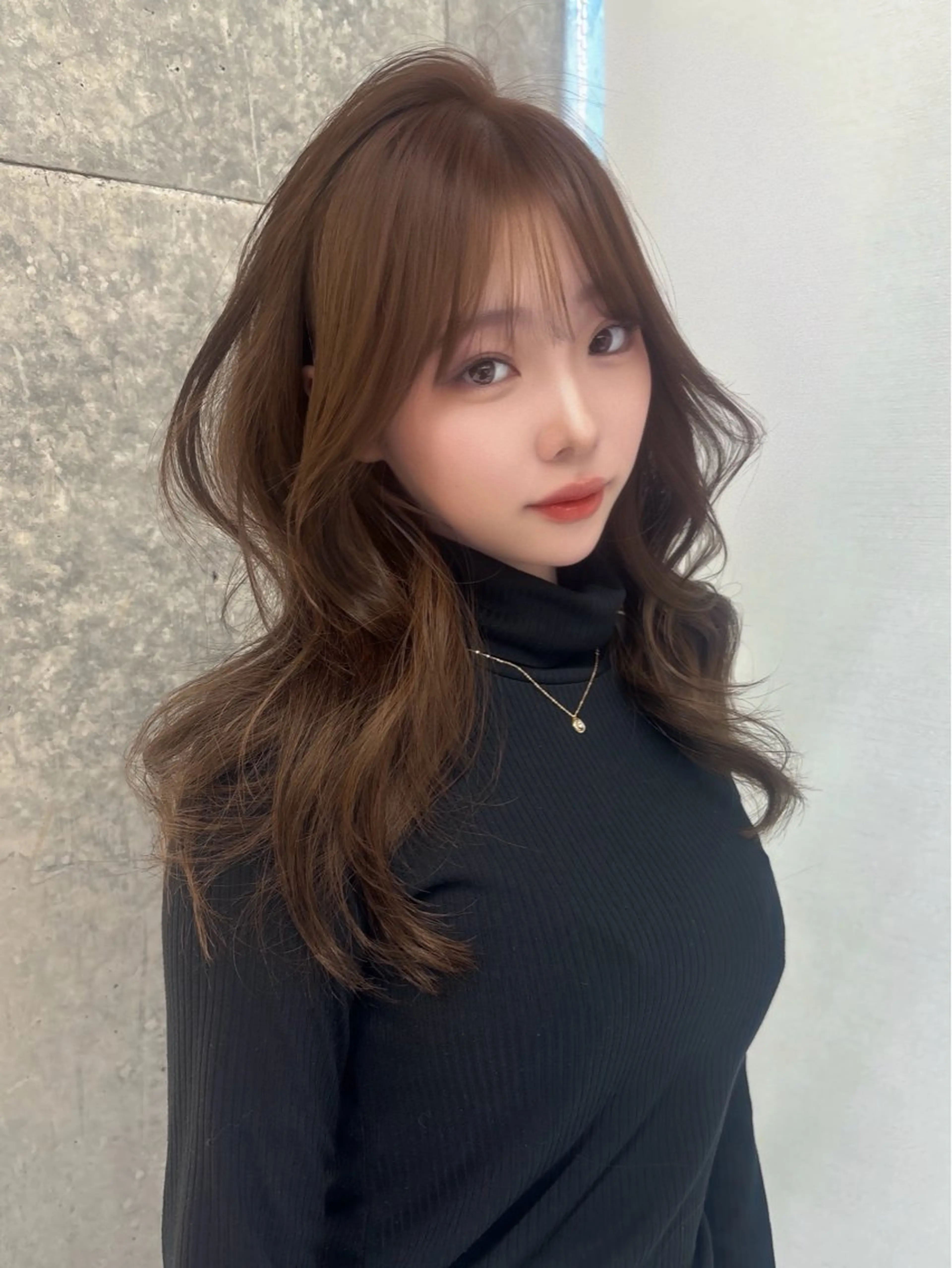 ミディアム カラー ブリーチ ボブ 韓国風ヘア レイヤーカット トリートメント ヘアカラー rina／ベージュ ワンホン/韓国ヘアのヘアスタイル