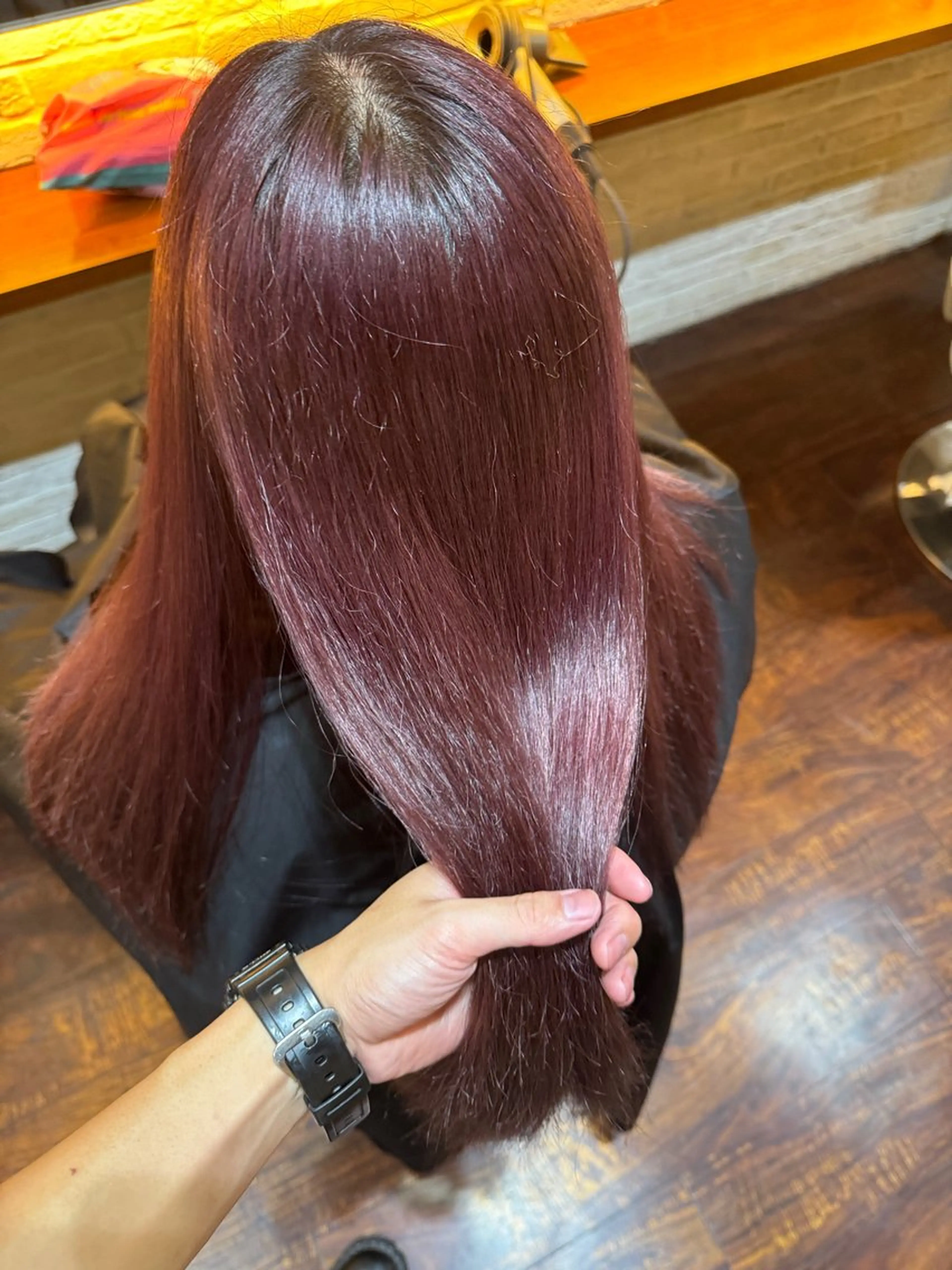 ロング カラー カシス ピンクカラー ヘアカラー トリートメント tet 店長 RIKITOのヘアスタイル