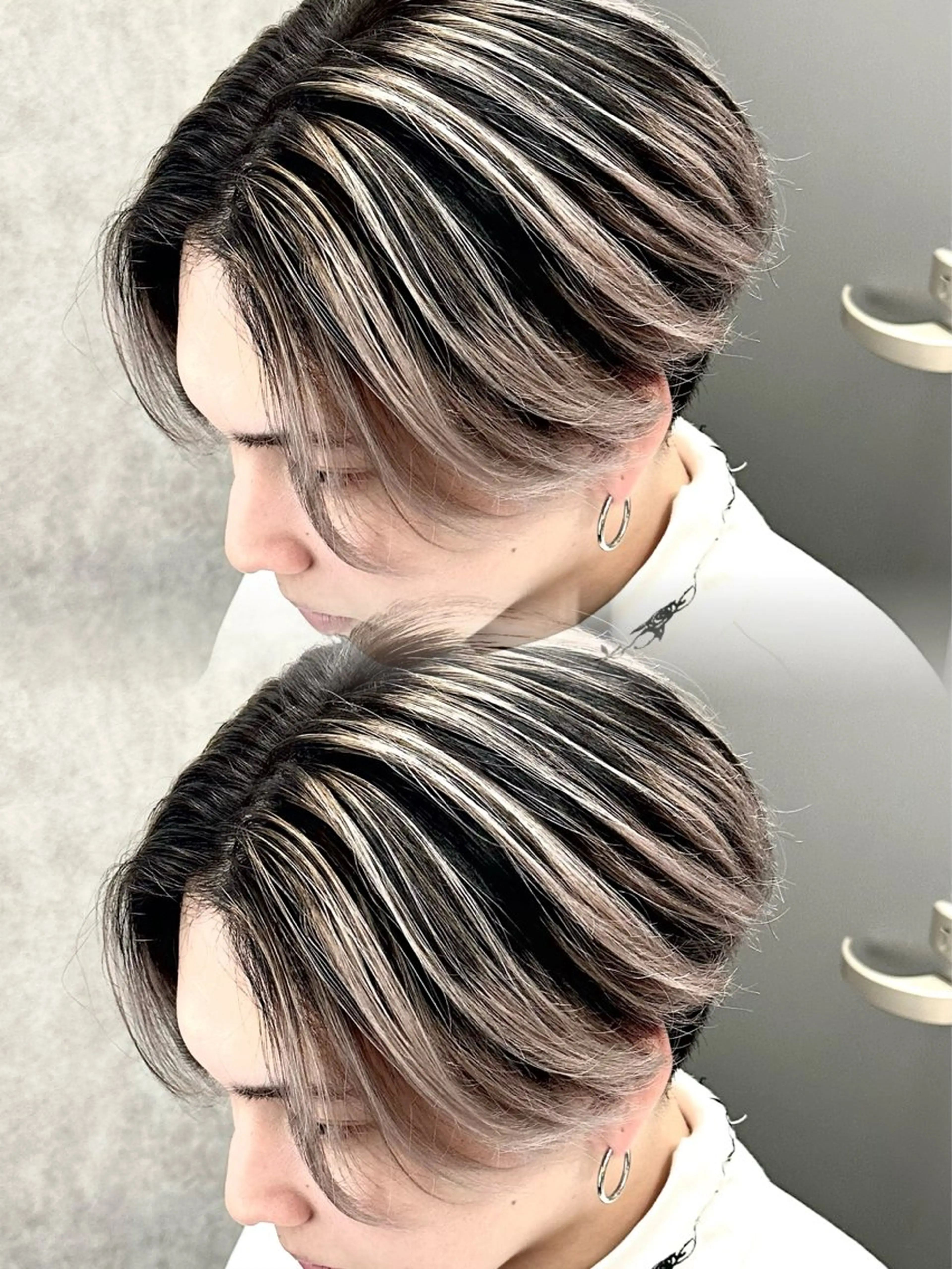 カラー パーマ メンズ メンズバレイヤージュ センターパート バレイヤージュ カット ヘアカラー 札幌美容室 /光👑のヘアスタイル