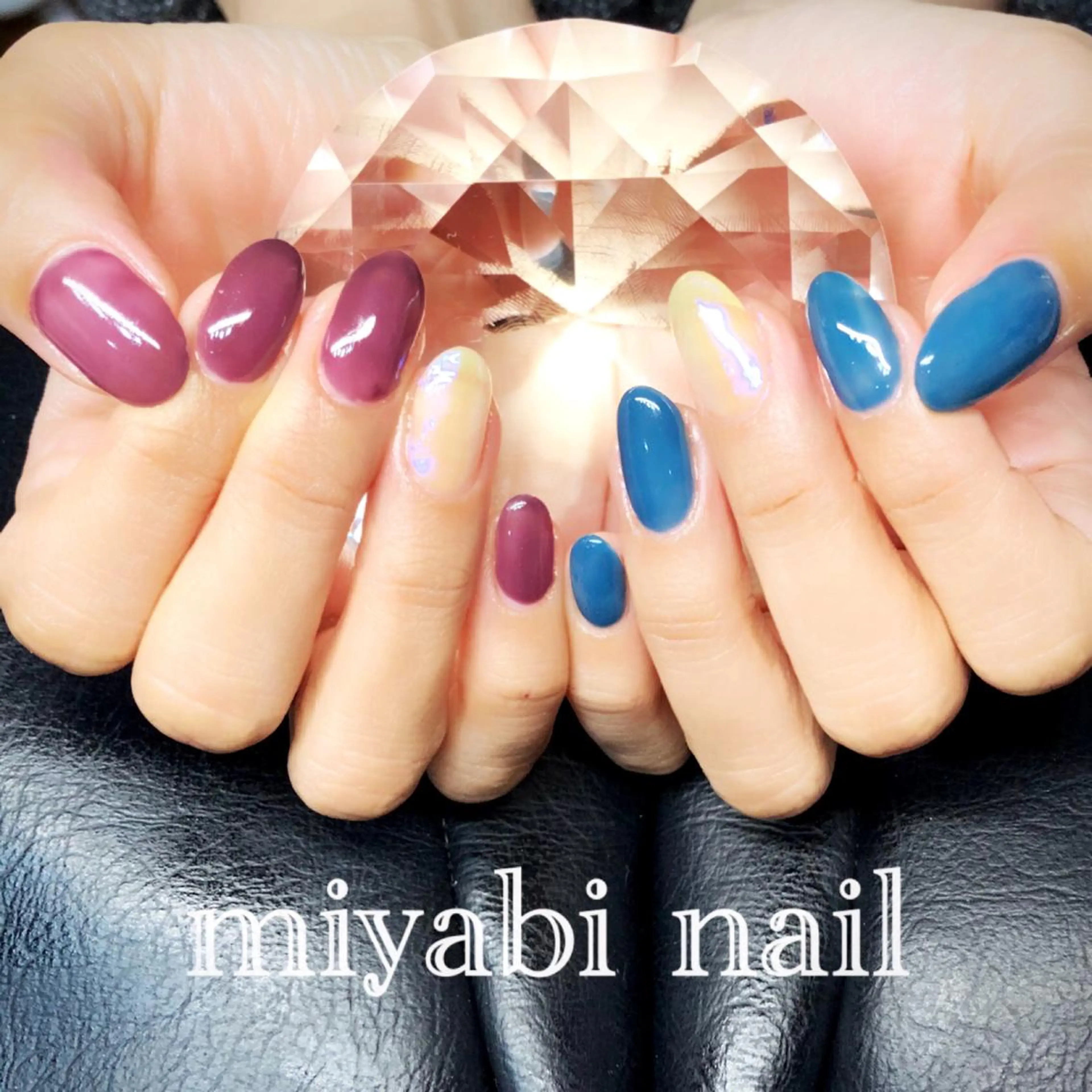 ネイル オーロラネイル クリアネイル ジェルネイル ミラーネイル 持ち込み ハンドネイル miyabi nail 桂川駅近くのネイルデザイン