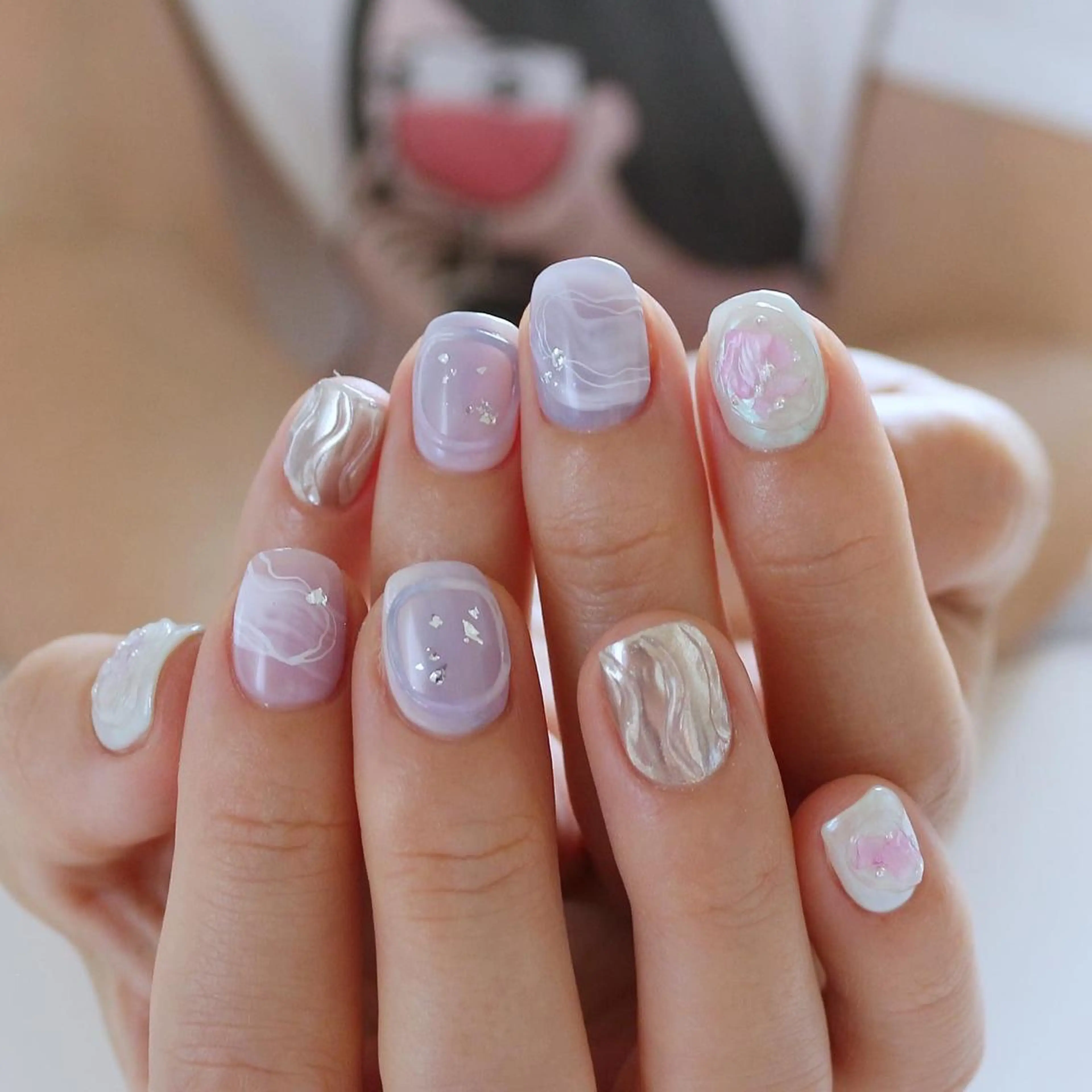 ネイル ニュアンスネイル パステルネイル パープル 夏ネイル ハンドネイル Baku Nailsのネイルデザイン