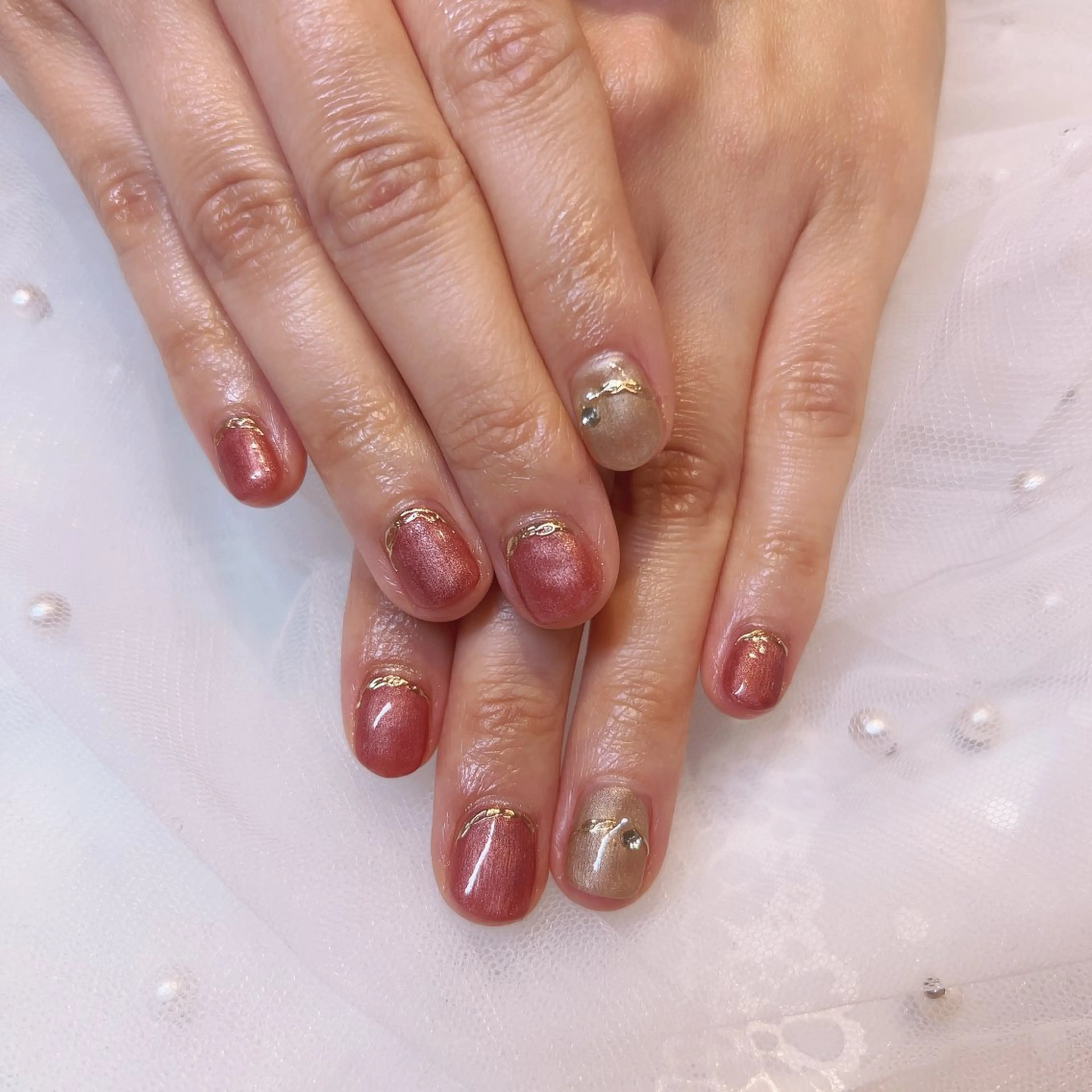 ネイル ボルドー ハンドネイル nail salon pearのネイルデザイン