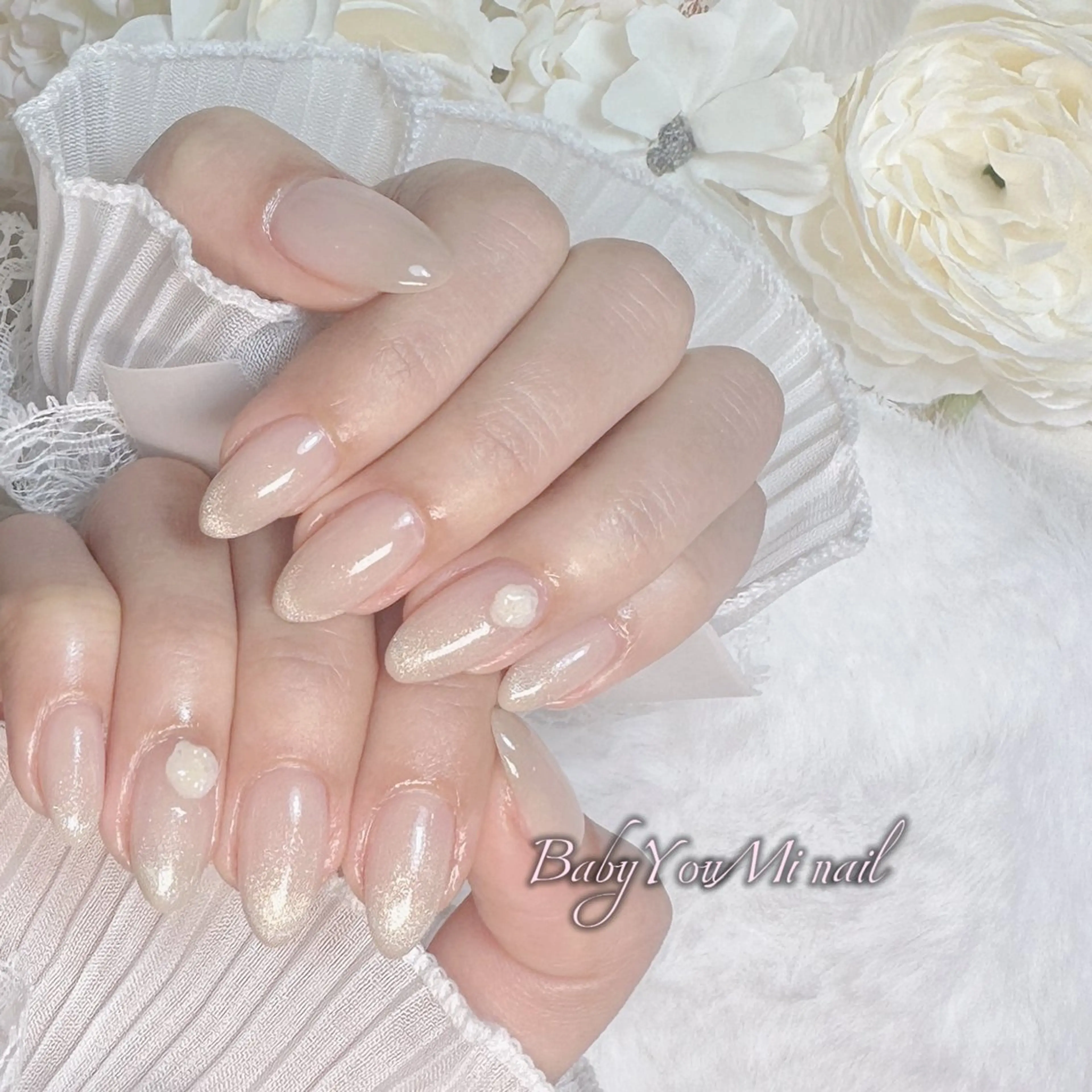 ネイル オーロラネイル 成人式 フットネイル フレンチネイル ジェルネイル ハンドネイル BabyYouMi nailのネイルデザイン