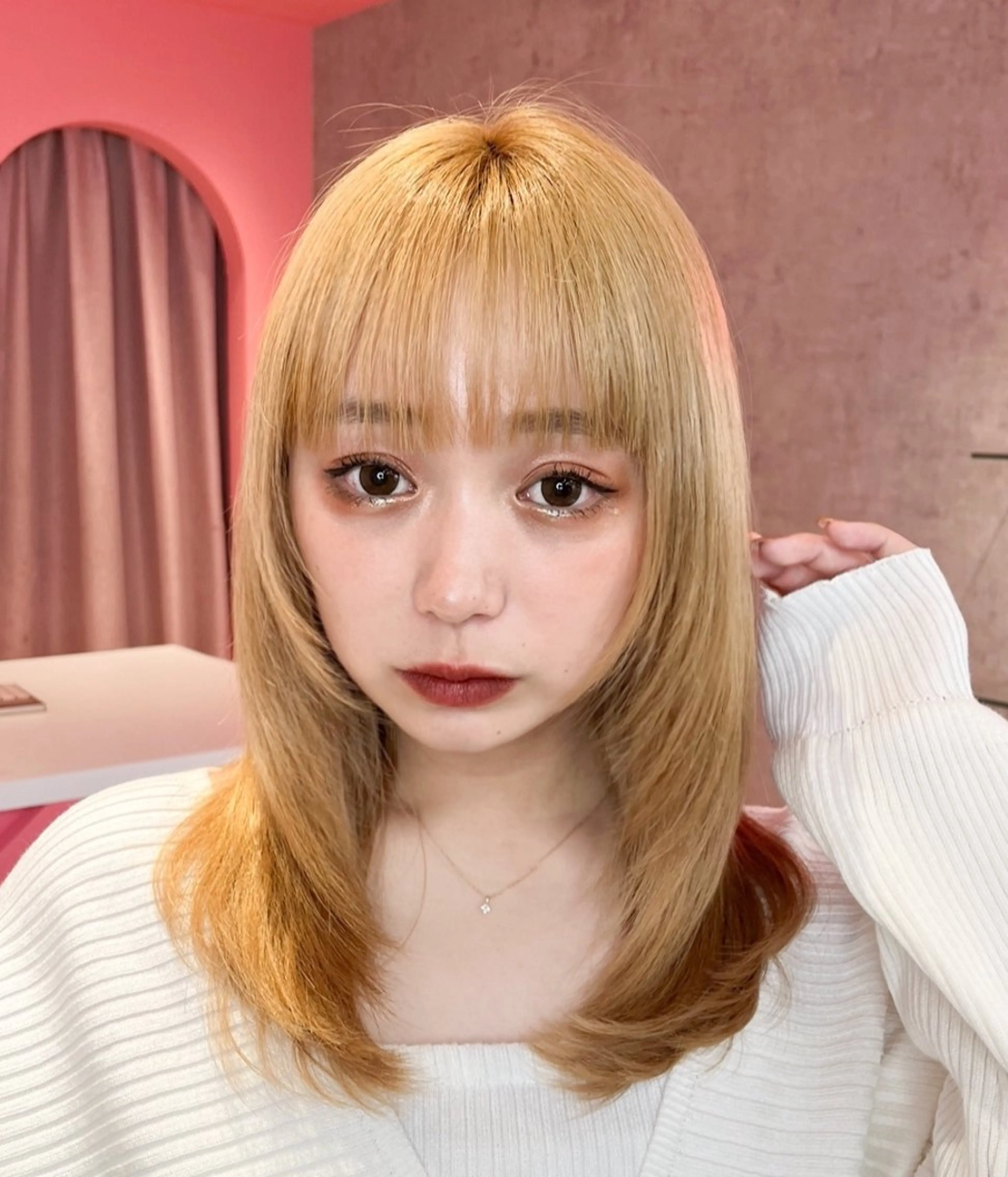 ミディアム カラー 山崎/ボブ縮毛矯正 レイヤー髪質改善のヘアスタイル