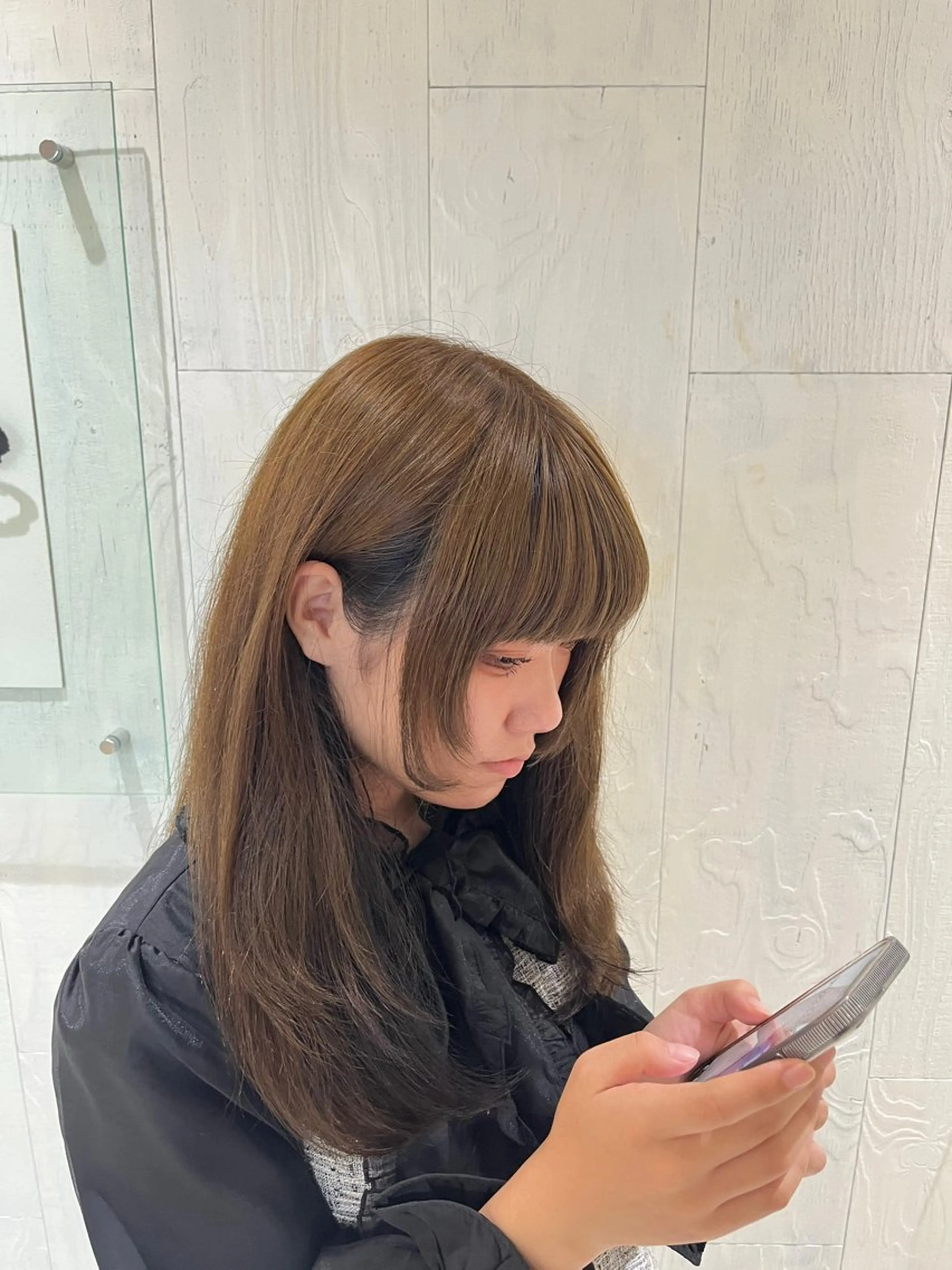 ロング カラー アッシュ ベージュカラー ブリーチ ダブルカラー ブリーチなしカラー ブリーチなしWカラー レイヤー/Rickyのヘアスタイル