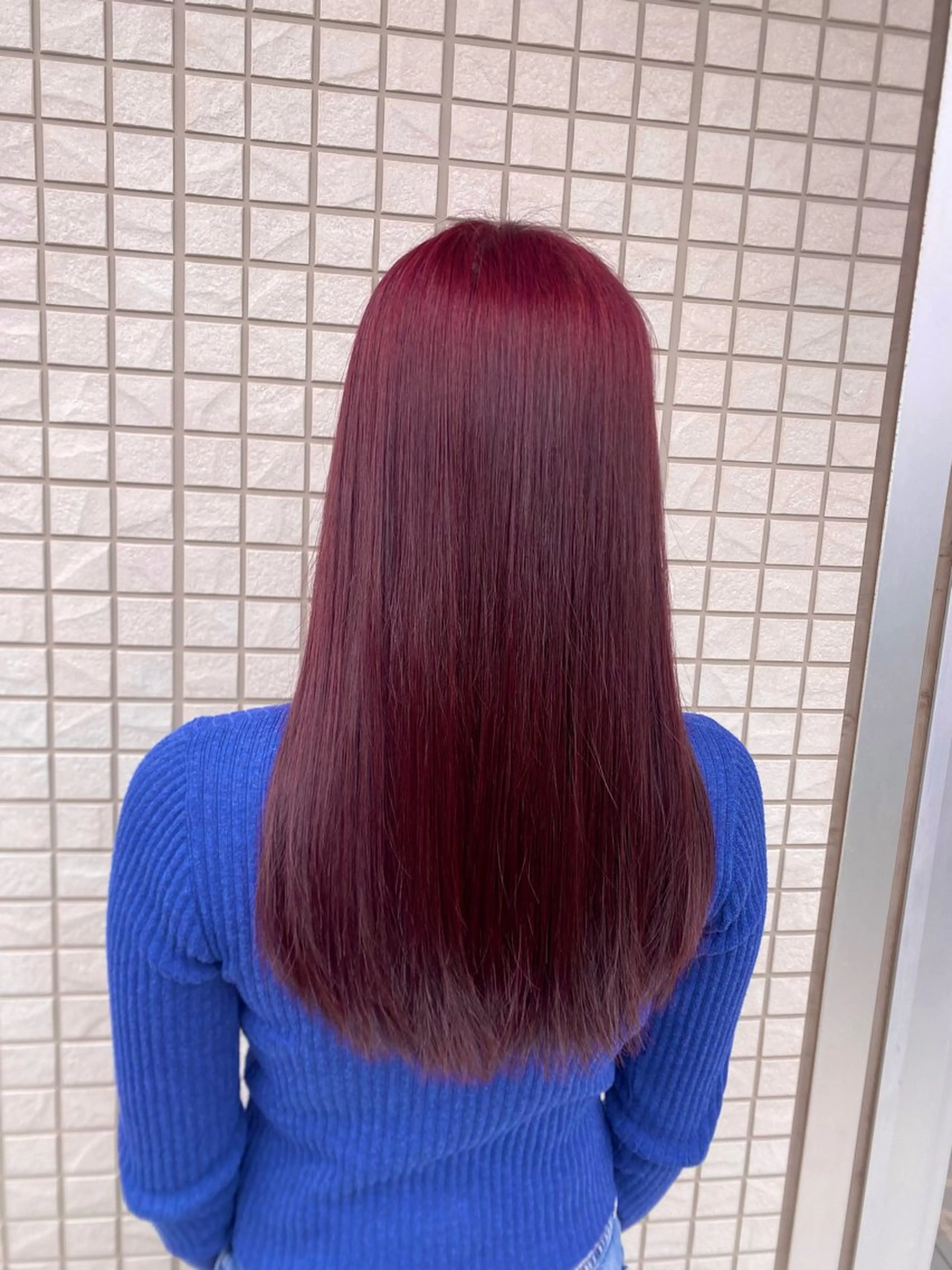 セミロング 韓国風カラー ピンクブラウン レッドブラウン 髪質改善 韓国風ヘア カット ヘアカラー 田邉 偉楓のヘアスタイル