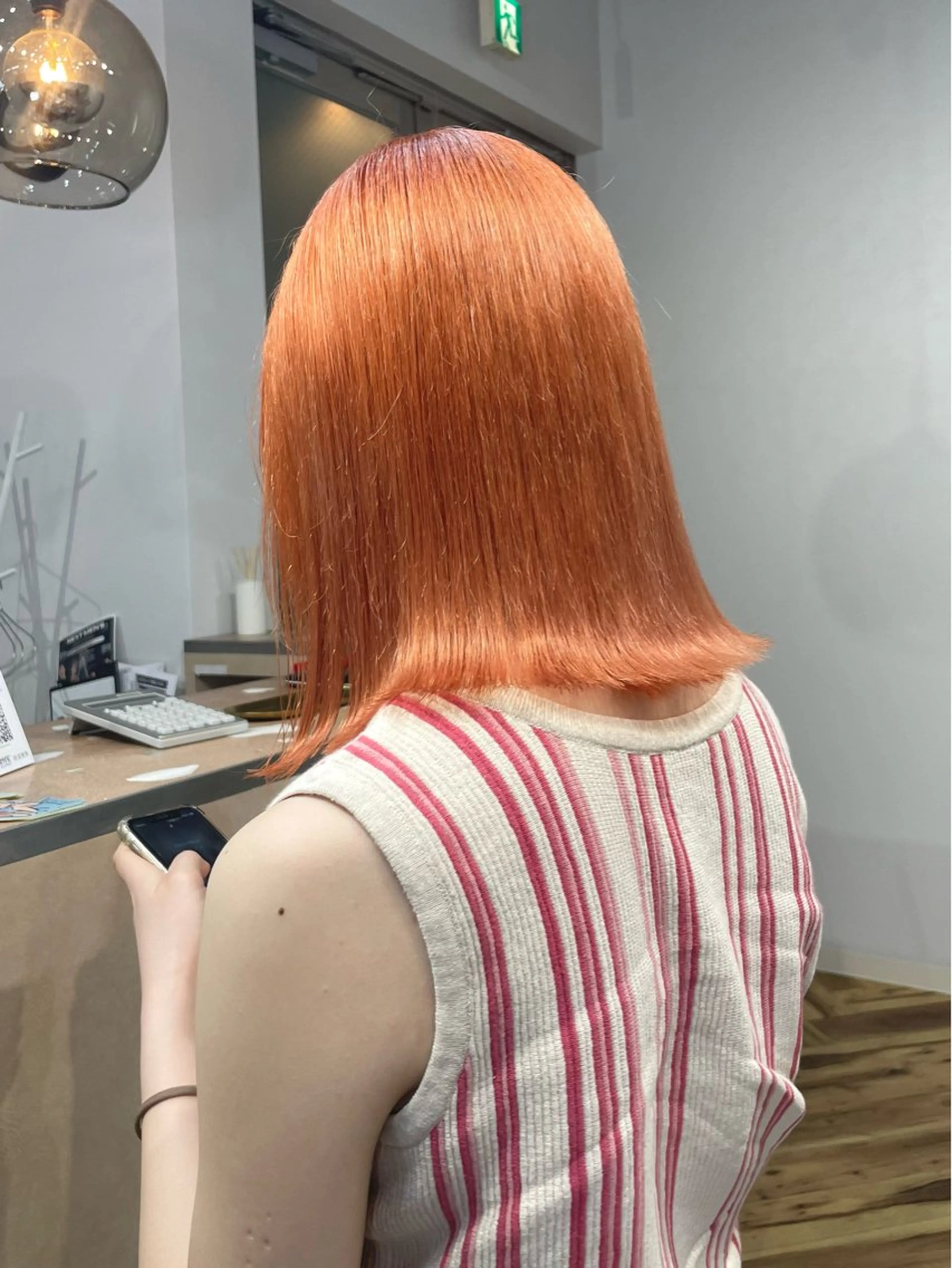 ロング カラー オレンジ ヘアカラー トリートメント SHOTO ハイトー ン/ブロンドカラーのヘアスタイル
