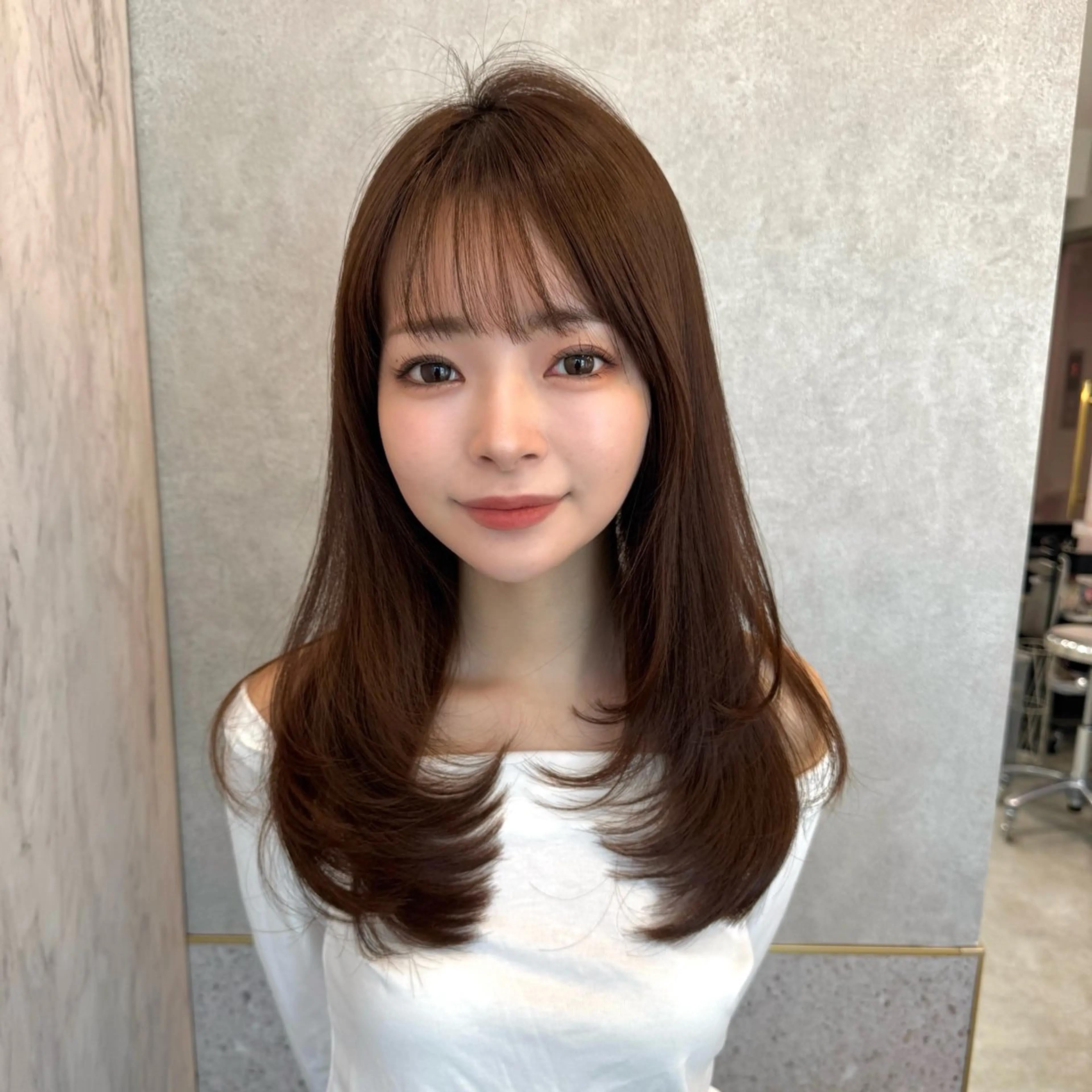 セミロング レイヤーカット カット ヘアカラー トリートメント 🎀しゅな/韓国 レイヤー/透明感♡のヘアスタイル