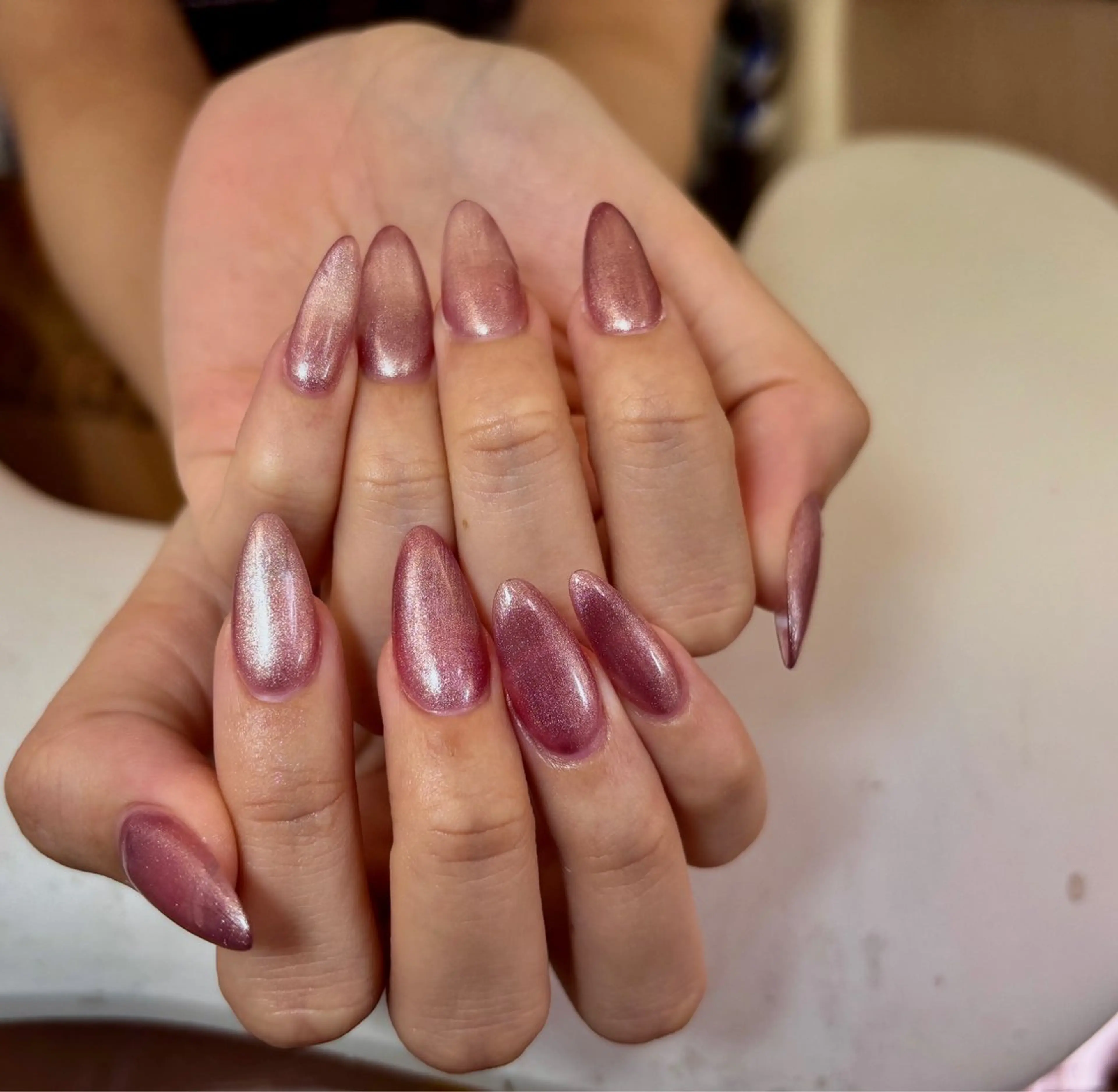 ネイル アートネイル オーロラネイル チークネイル 長さ出し フレンチネイル ハンドネイル ハンドケア Yumi Nail Seiのネイルデザイン