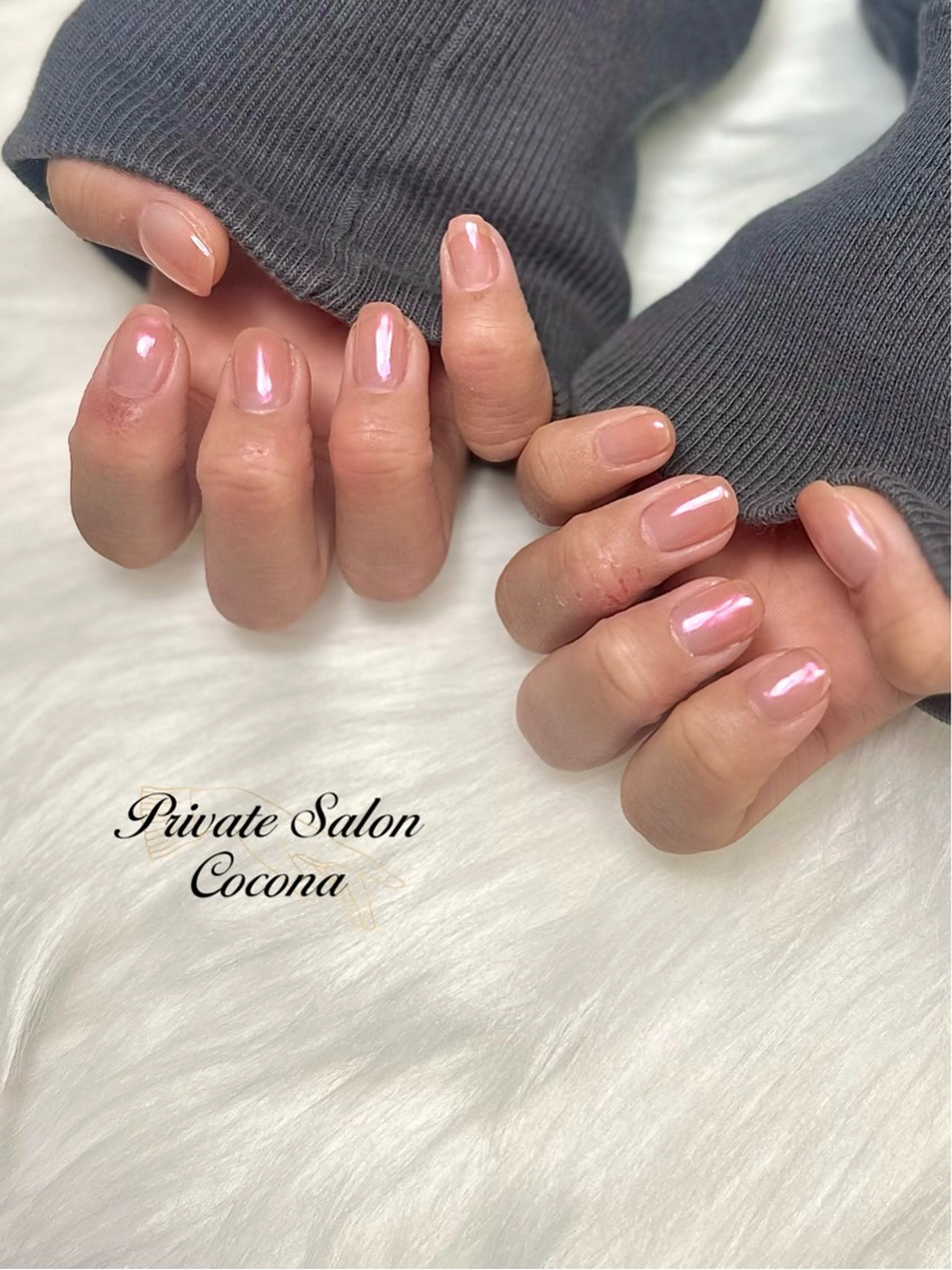 ネイル オーロラネイル ピンク プライベートサロン nailcoconaのネイルデザイン