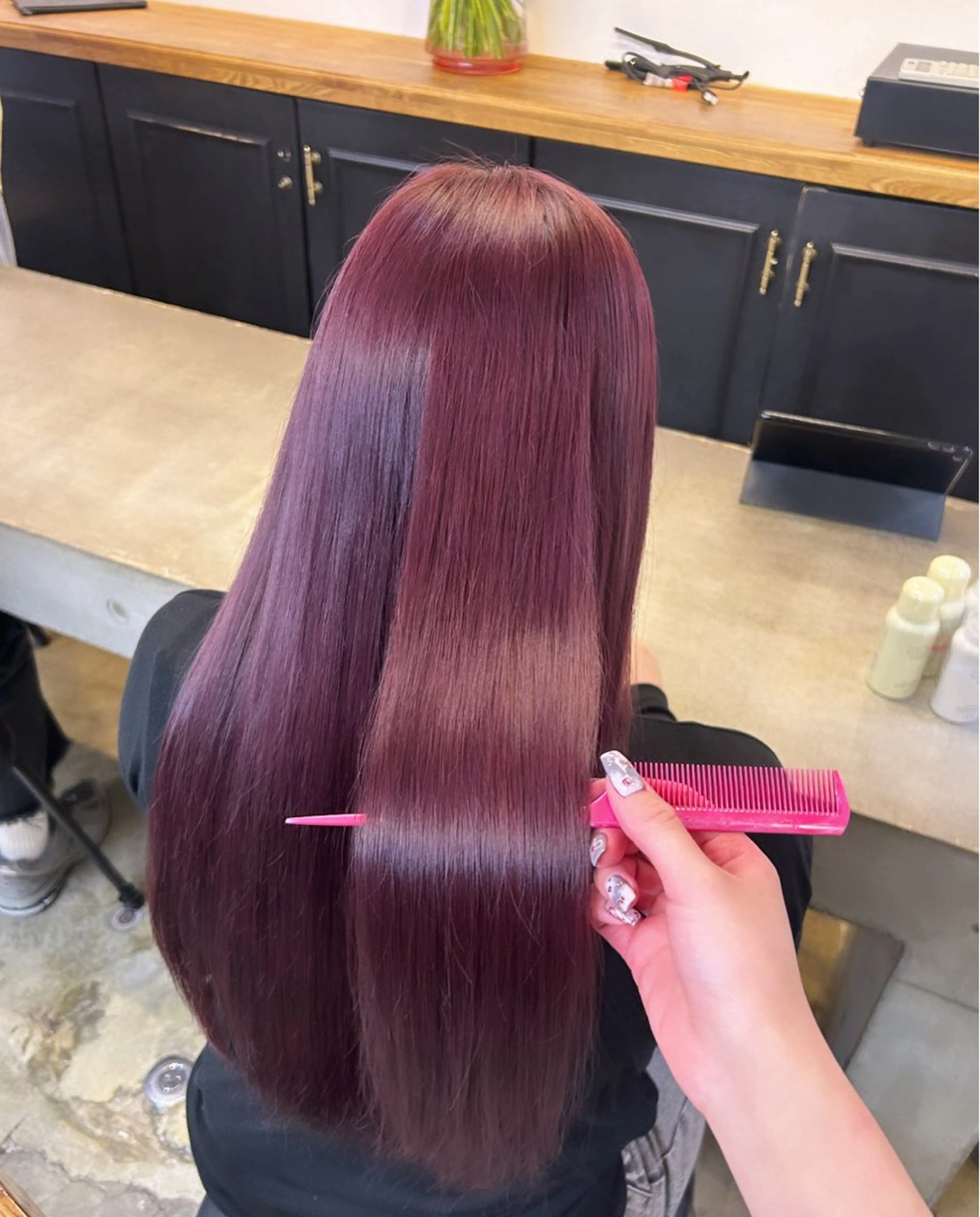 ロング カラー ヘアカラー トリートメント 🌷ラベンダーピンク 顔まわり🌷ねいろのヘアスタイル