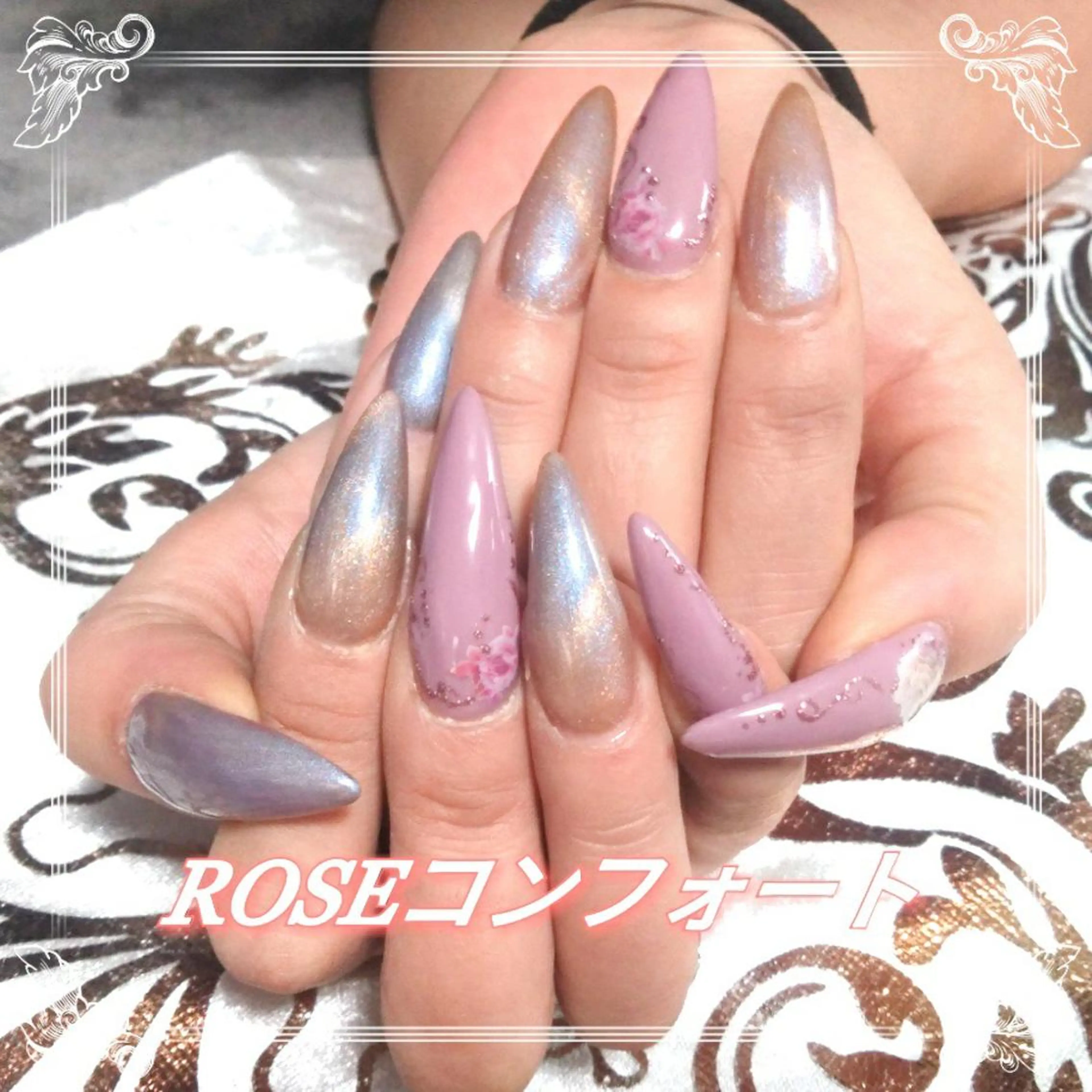 ネイル ロングネイル スカルプネイル エステとネイル ローズコンフォートのネイルデザイン