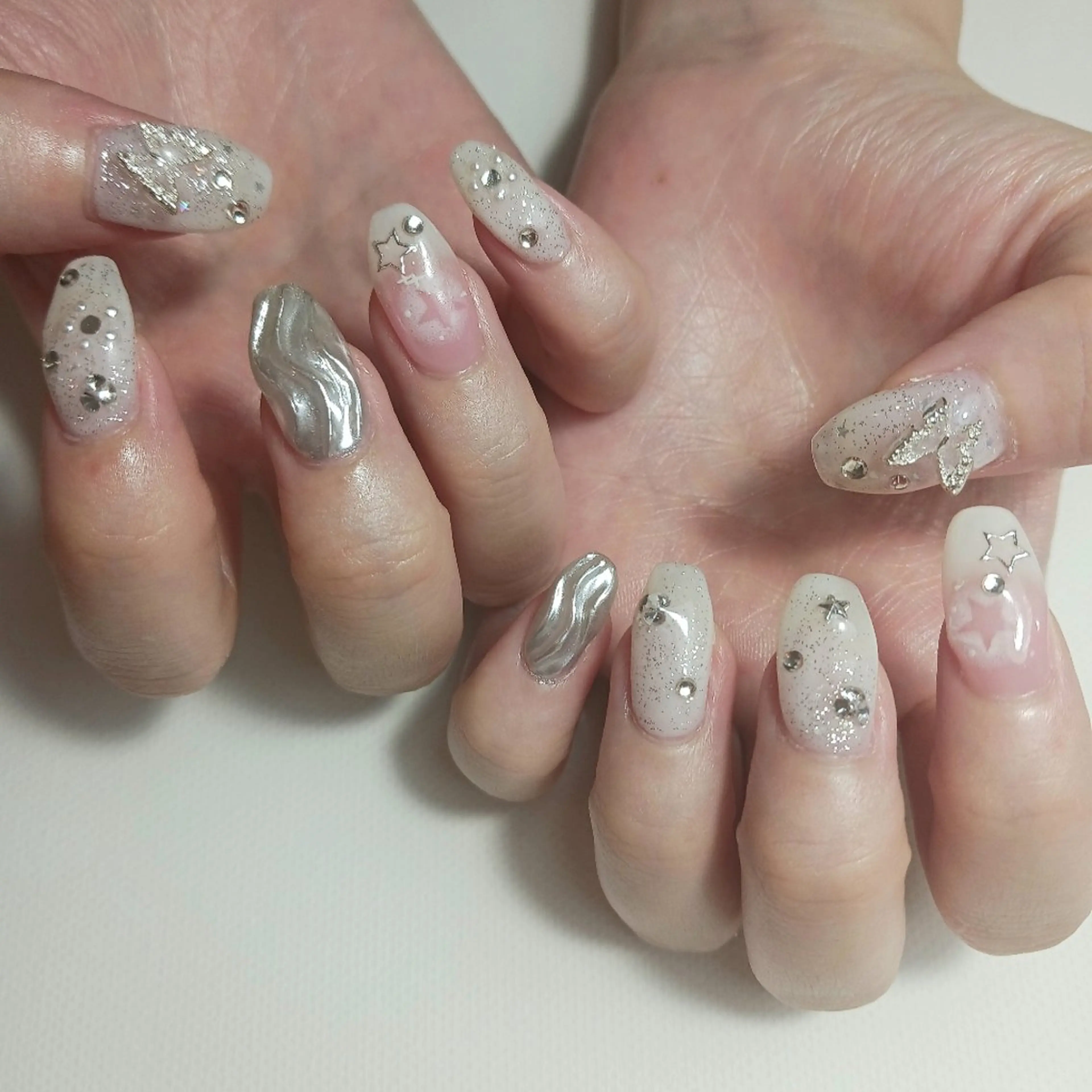ネイル ジェルネイル ミラーネイル 持ち込み ハンドネイル owlnail /持込みデザイン専門のネイルデザイン