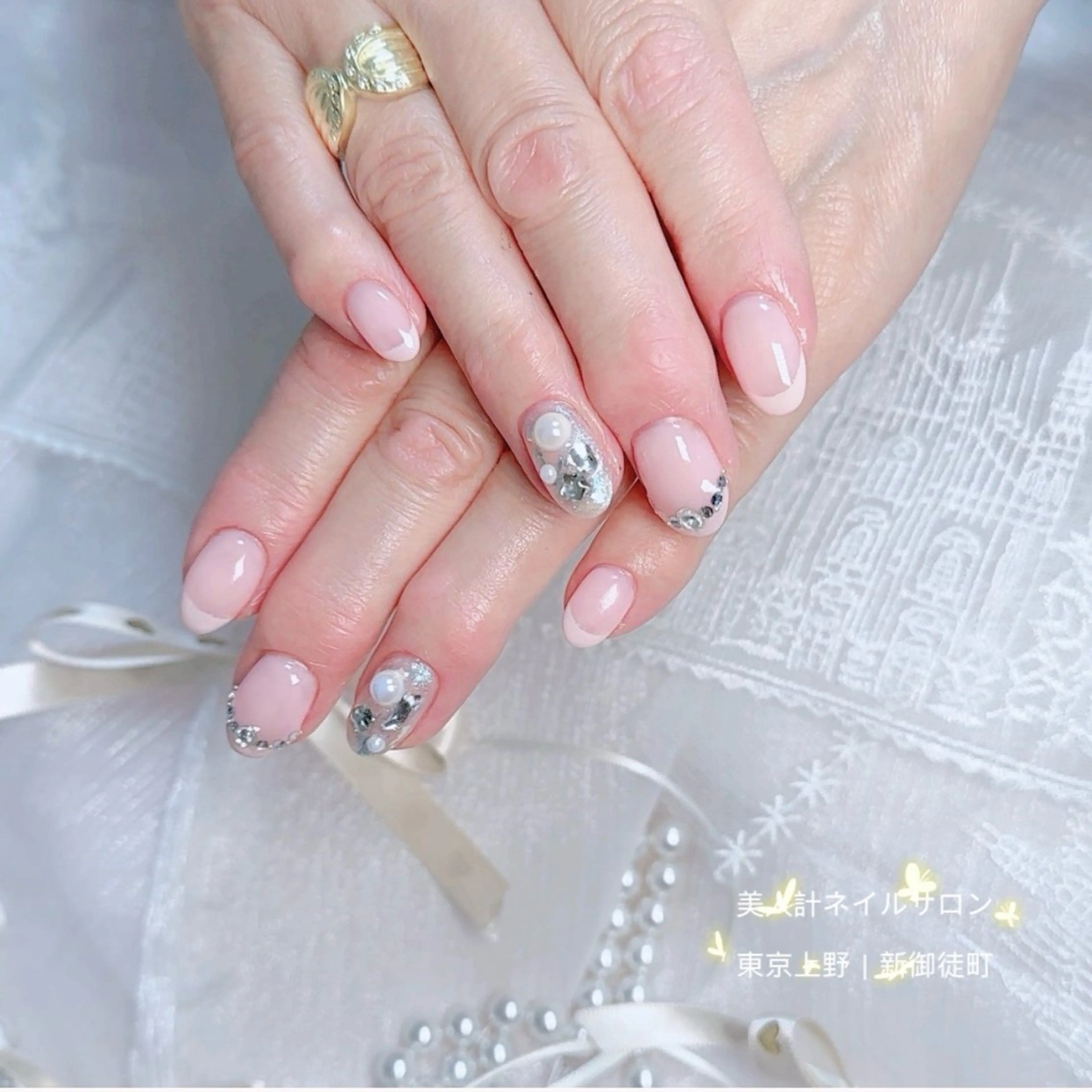 ネイル フレンチネイル 持ち込み ピンク ハンドネイル 中山 美月のネイルデザイン