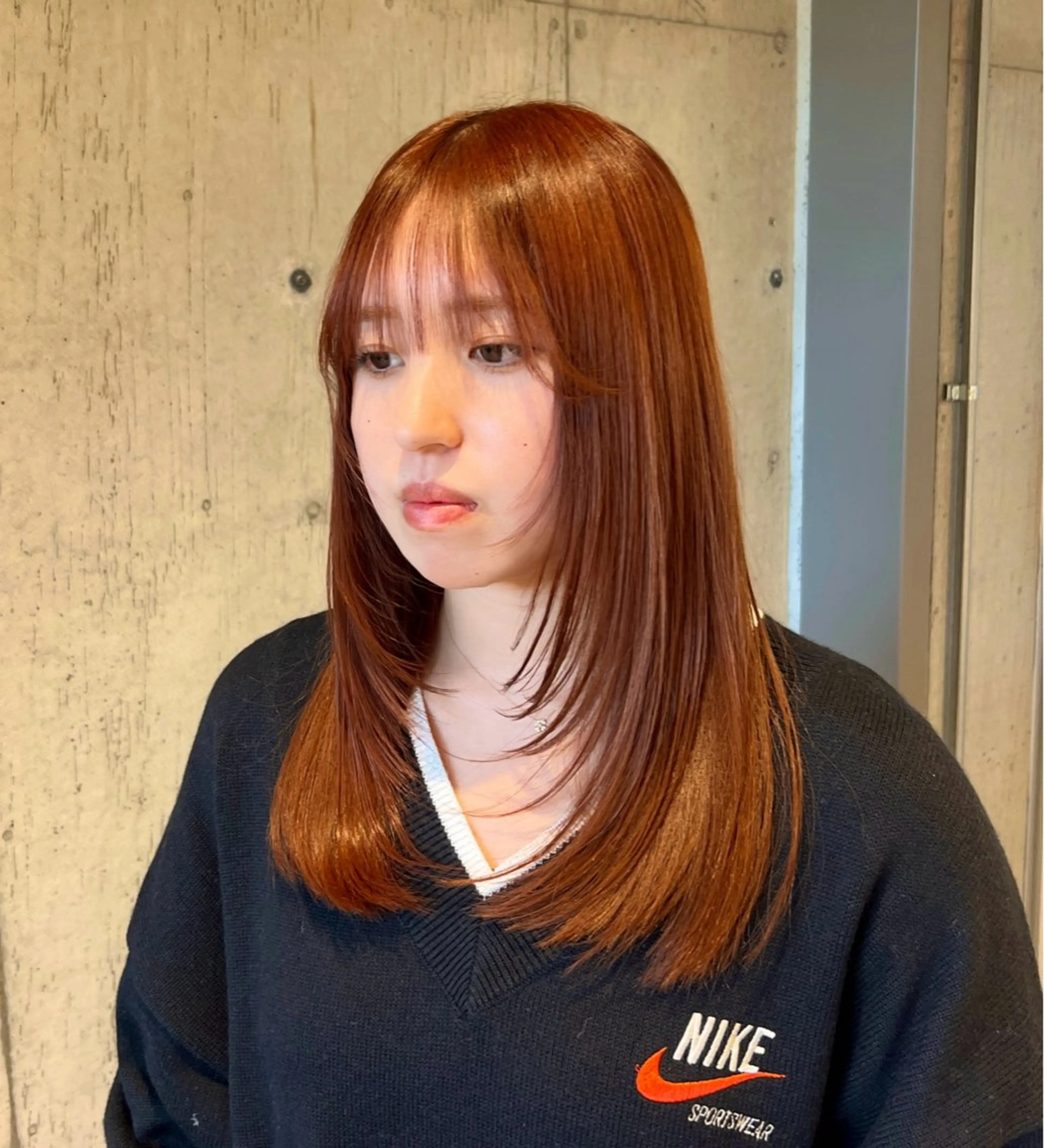 カラー オレンジ 髪質改善 ヘアカラー トリートメント 透明感/血色カラー/ 似合せレイヤー/ゆいのヘアスタイル