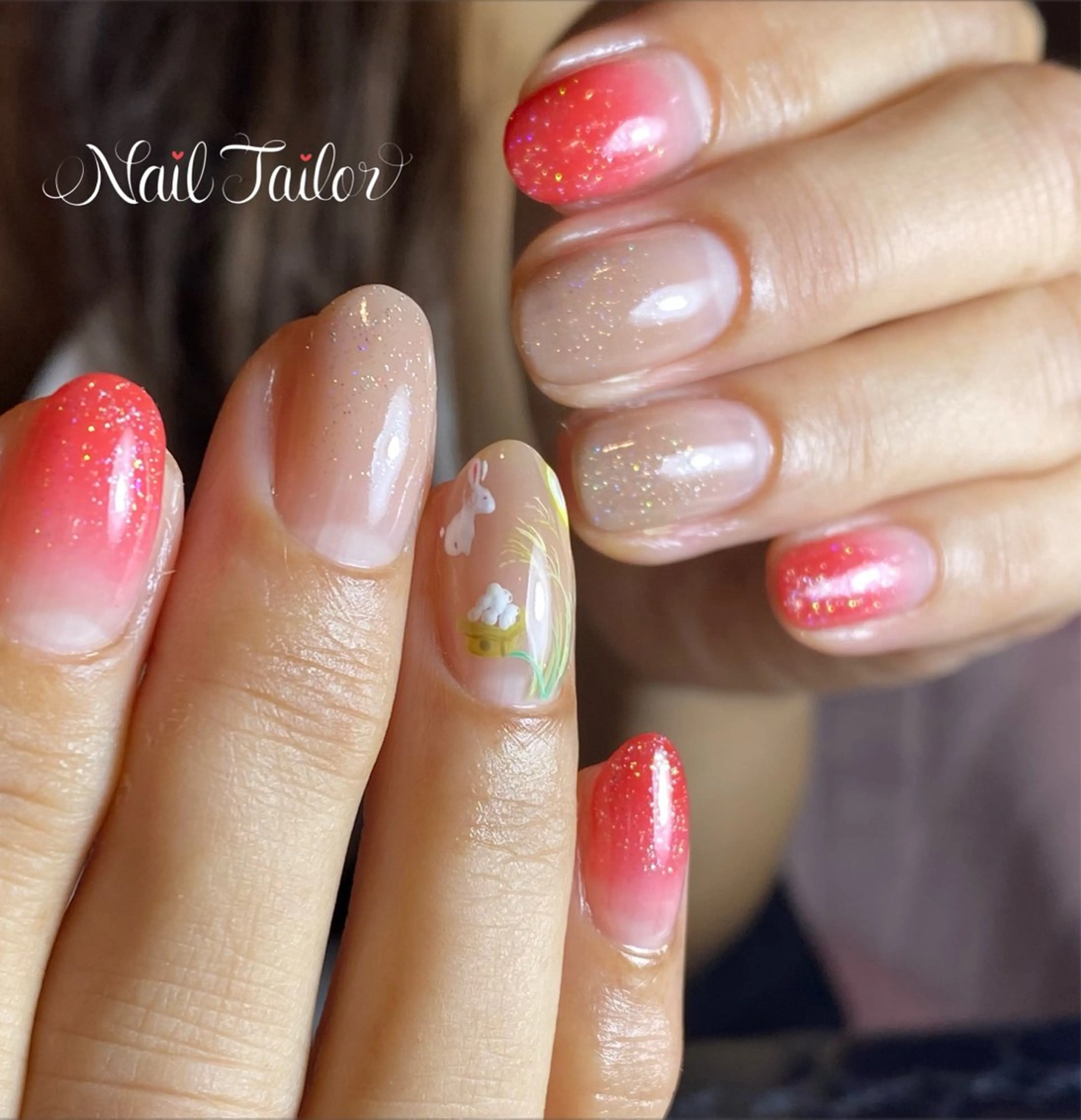 ネイル ジェルネイル グラデーション キラキラネイル オフィスネイル ハンドネイル NailTailor ネイルテイラーのネイルデザイン