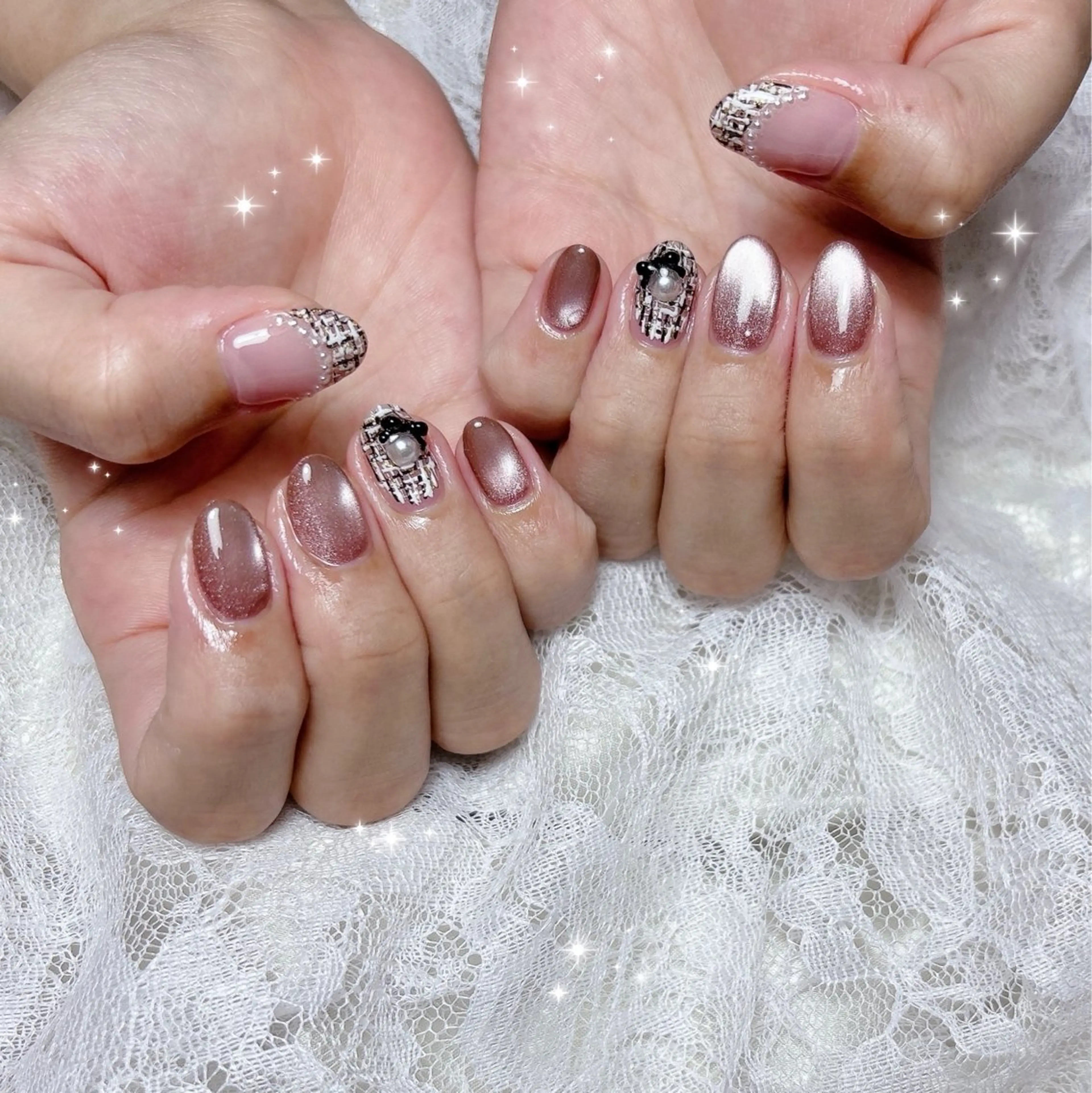ネイル ツイードネイル ハンドネイル FLARE NAIL フレアネイルのネイルデザイン