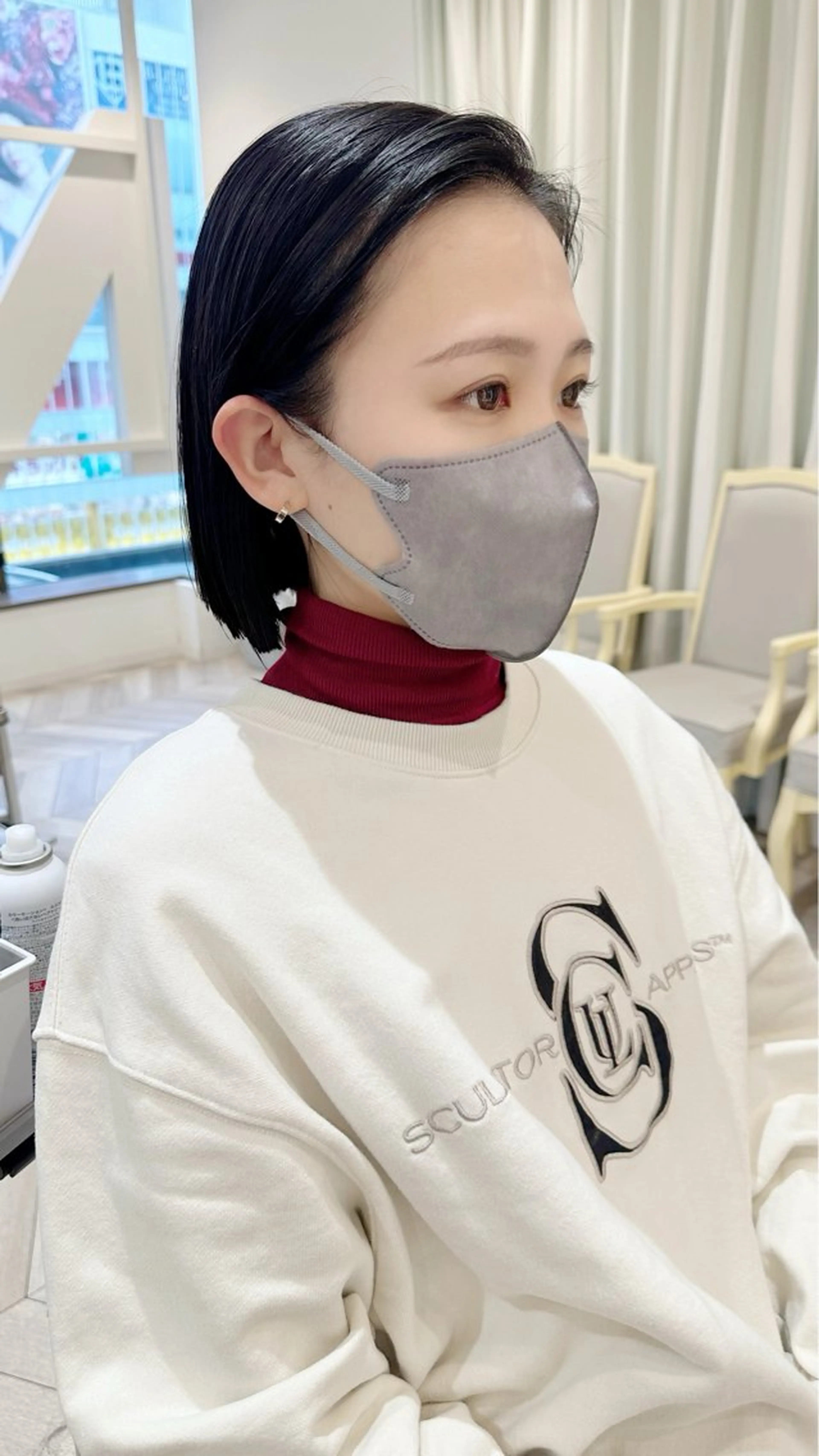 ミディアム カラー グレージュ イルミナカラー オリーブグレージュ オリーブグレー ボブ カット ヘアカラー 小顔レイヤー/ ベージュ🤍Rieのヘアスタイル