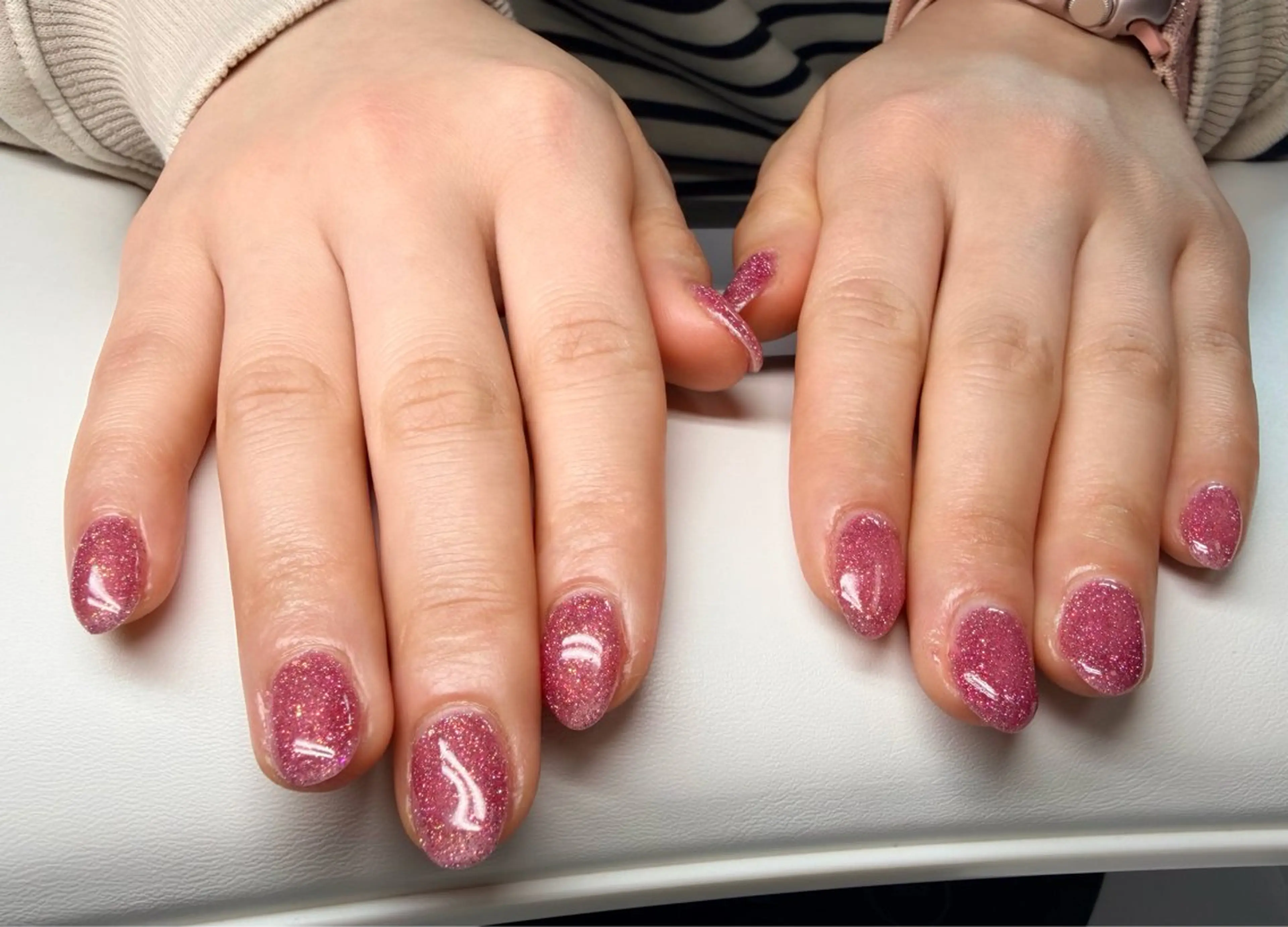 ネイル キラキラネイル ラメ(グリッター) ピンク ハンドネイル プライベートサロン M's   nailのネイルデザイン