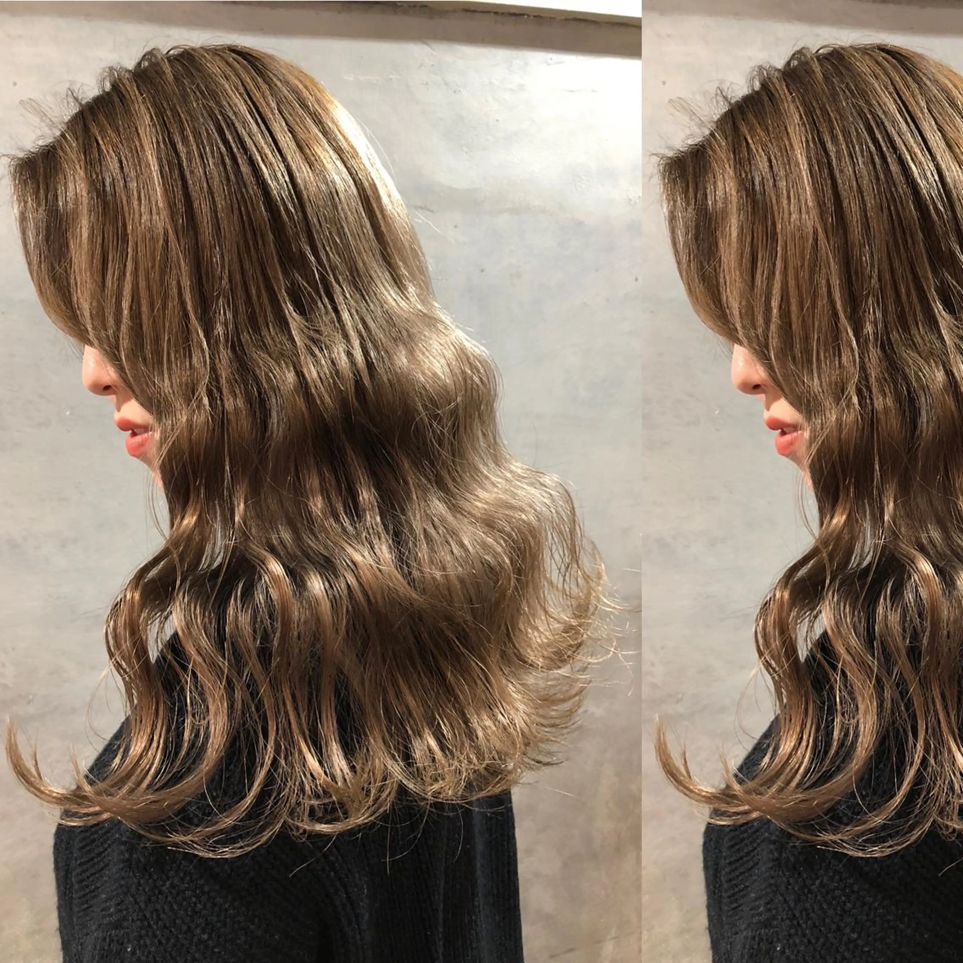 セミロング カラー グレージュ ラベンダーカラー ラベンダーグレージュ ラベンダーグレー ヘアカラー ツキノキ ミナのヘアスタイル