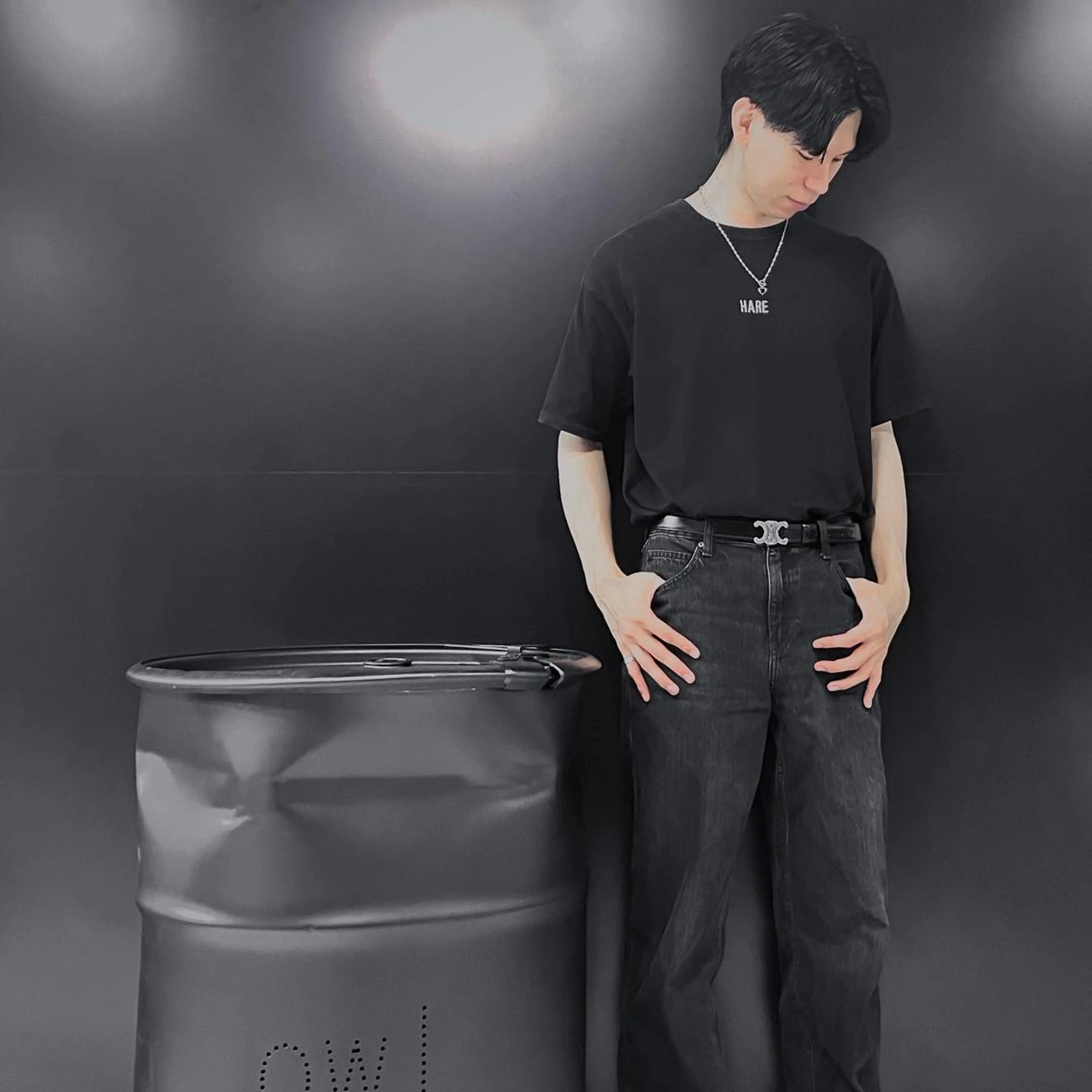 ミディアム パーマ メンズ ミディアムパーマ メンズブリーチ ビジネス センターパート ダウンパーマ メンズサロン【owl 心斎橋】難波/アメ村のヘアスタイル