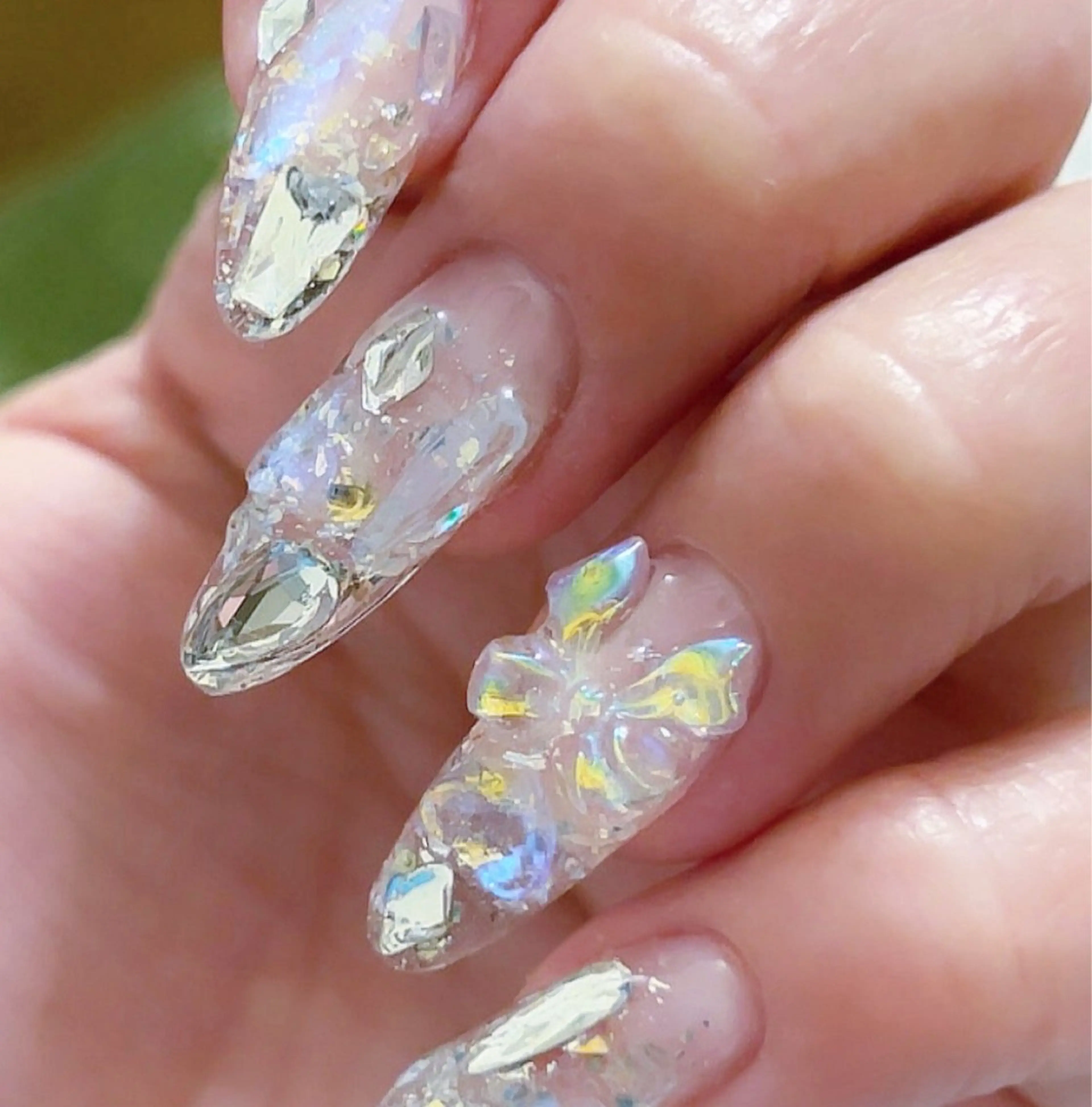 ネイル クリアネイル 長さ出し キラキラネイル ハンドネイル Nail salon Atlantica所属・Nail salon ✩ ｱﾄﾗﾝﾃｨｶのネイルデザイン