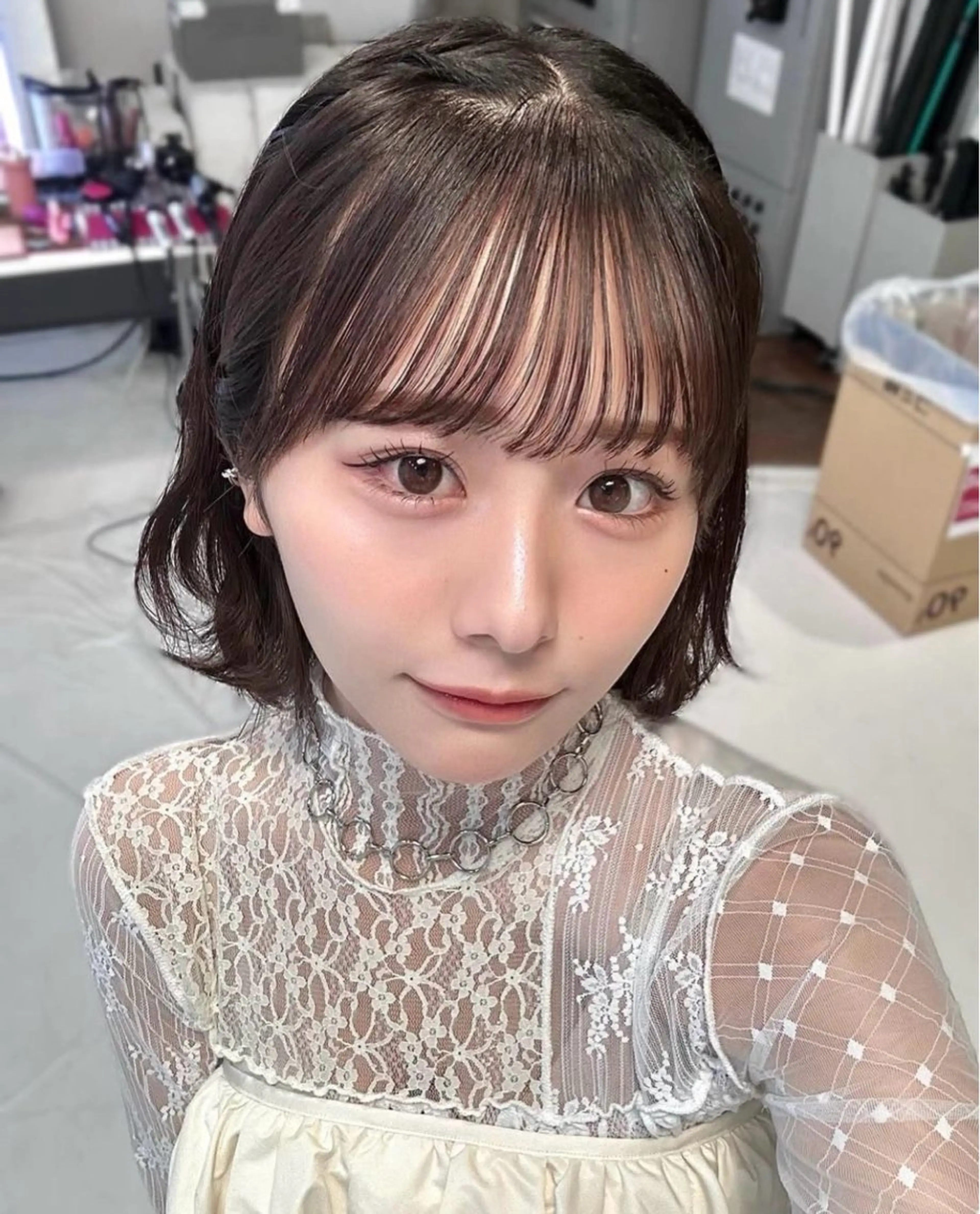 ロング 顔周りカット 酸性ストレート カット 縮毛矯正 酸性縮毛矯正/ 髪質改善/信之介のヘアスタイル