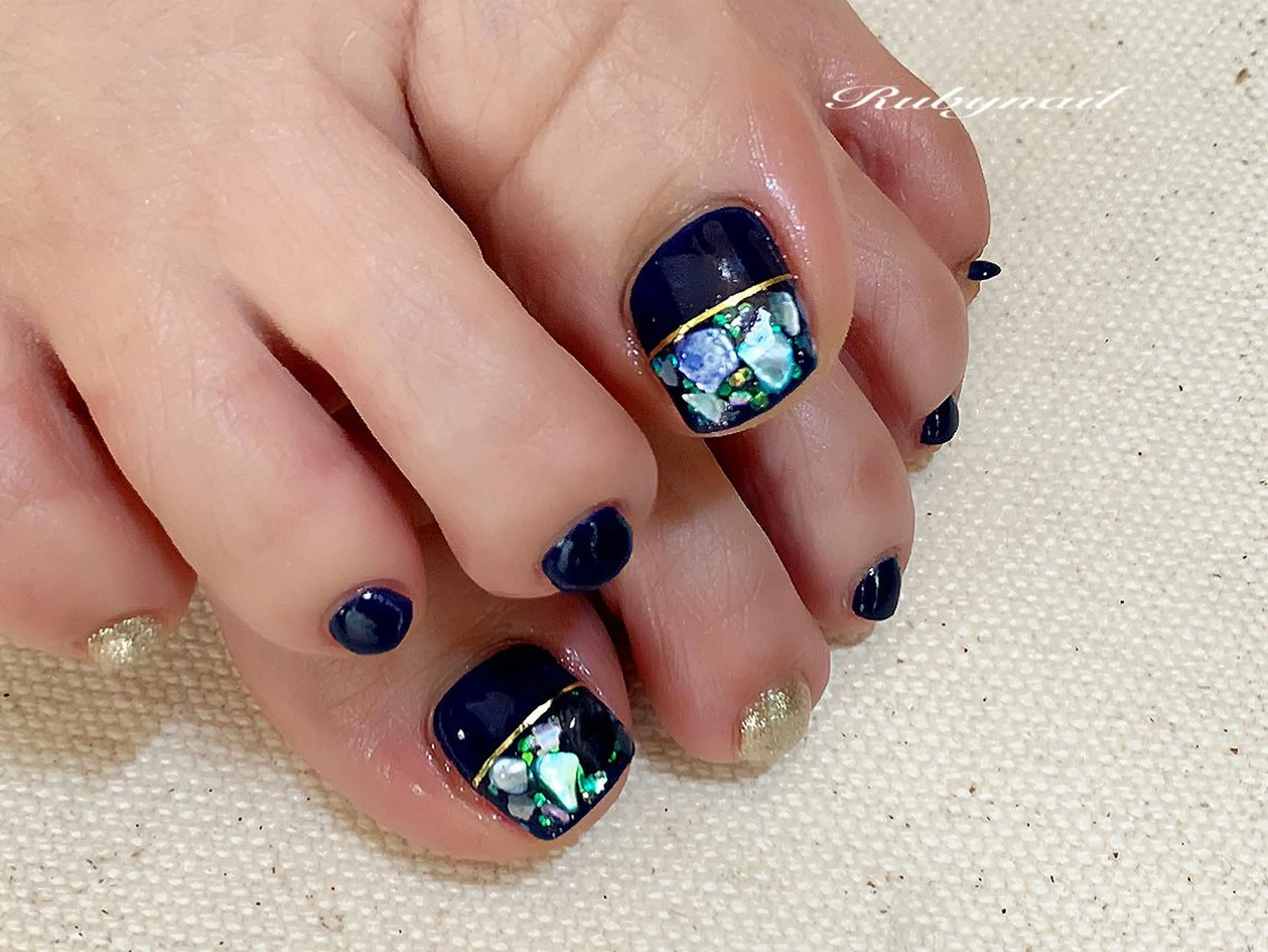 ネイル フットネイル ネイビー プライベートサロン Rubynailのネイルデザイン