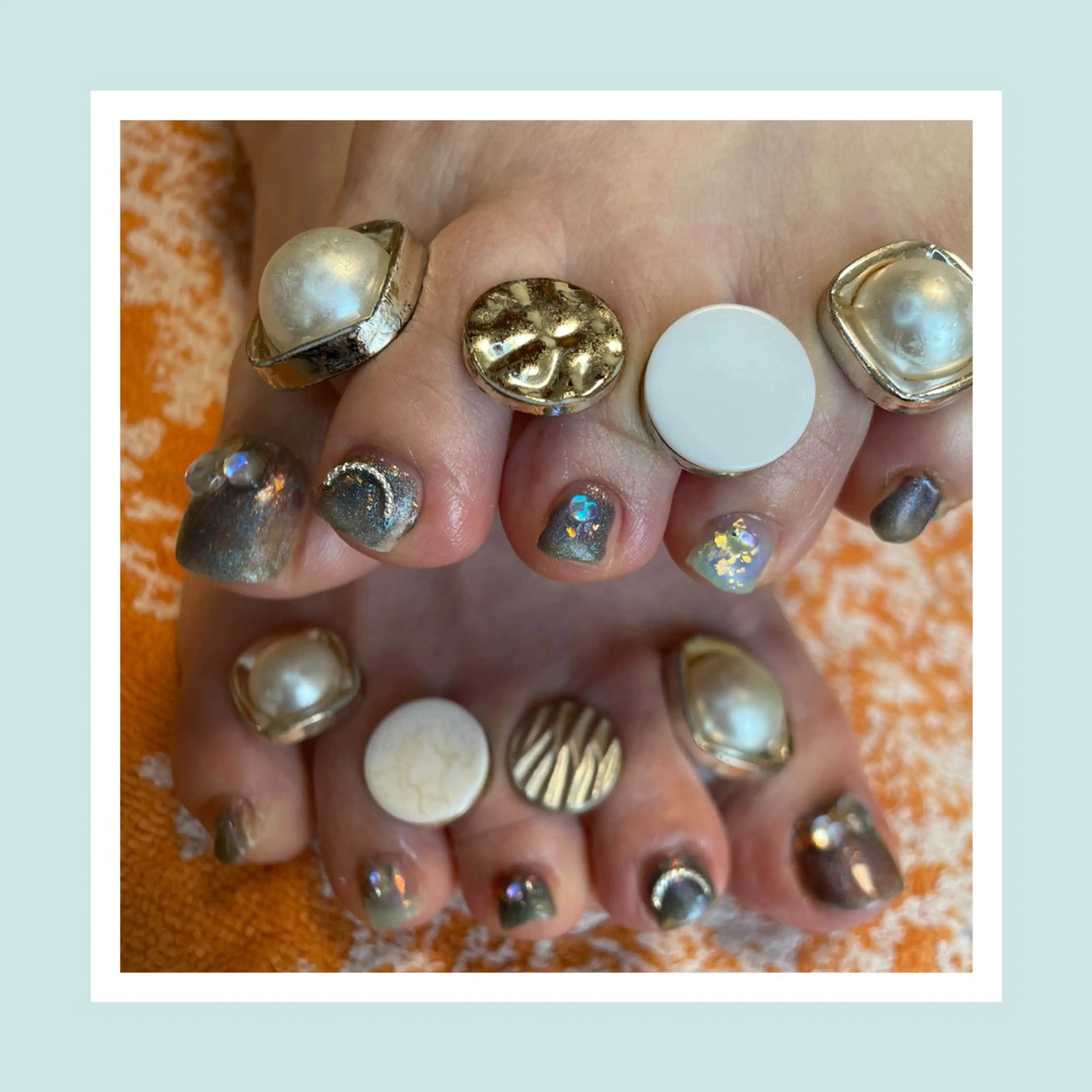 ネイル フットネイル グリーン マグネットネイル NAIL★M 真紀のネイルデザイン