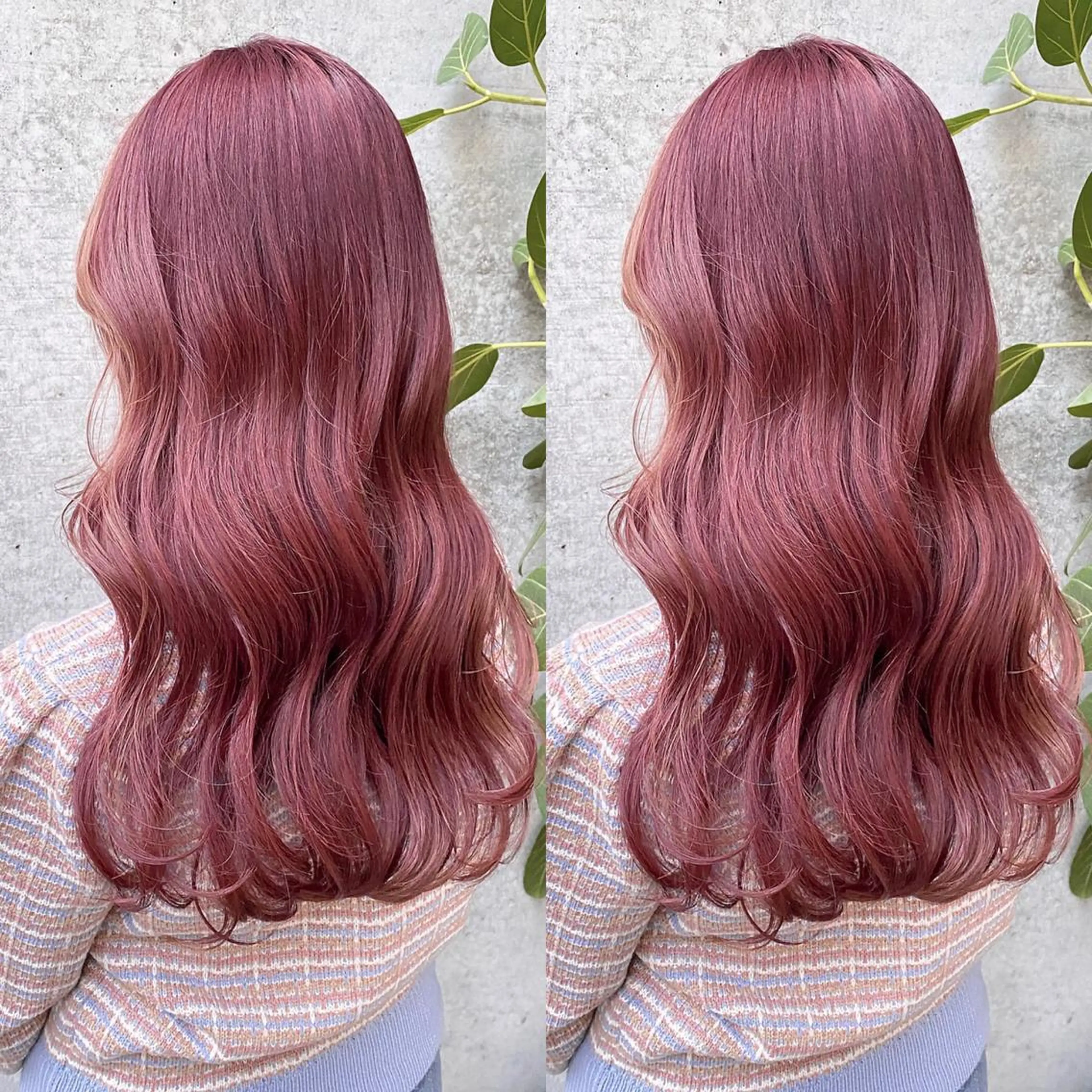 ロング カラー パーマ ヘアアレンジ 透明感カラー オレンジ ピンクカラー 極上の艶髪 RINAのヘアスタイル