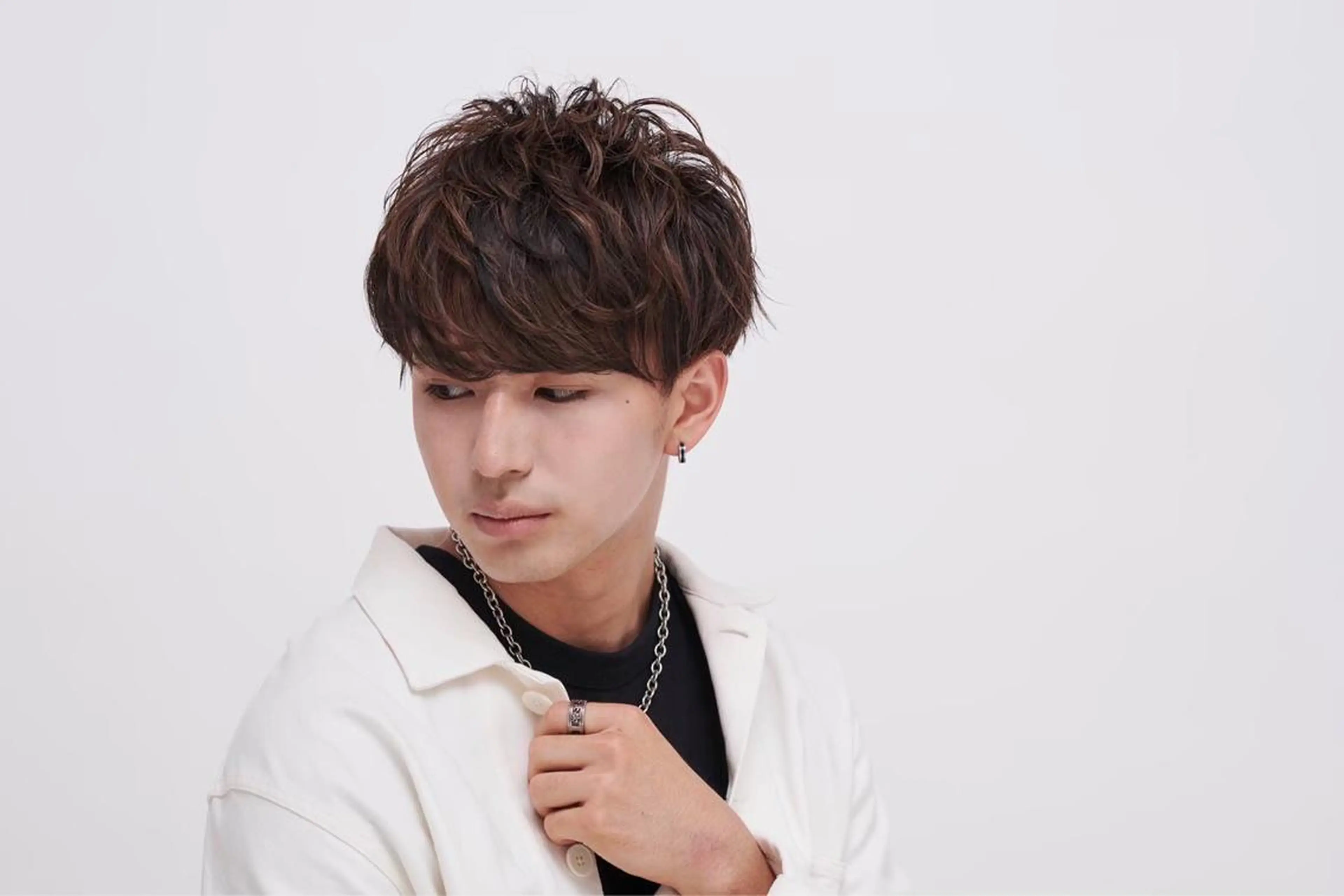 カラー パーマ メンズ 透明感カラー 板橋 島村美咲のヘアスタイル