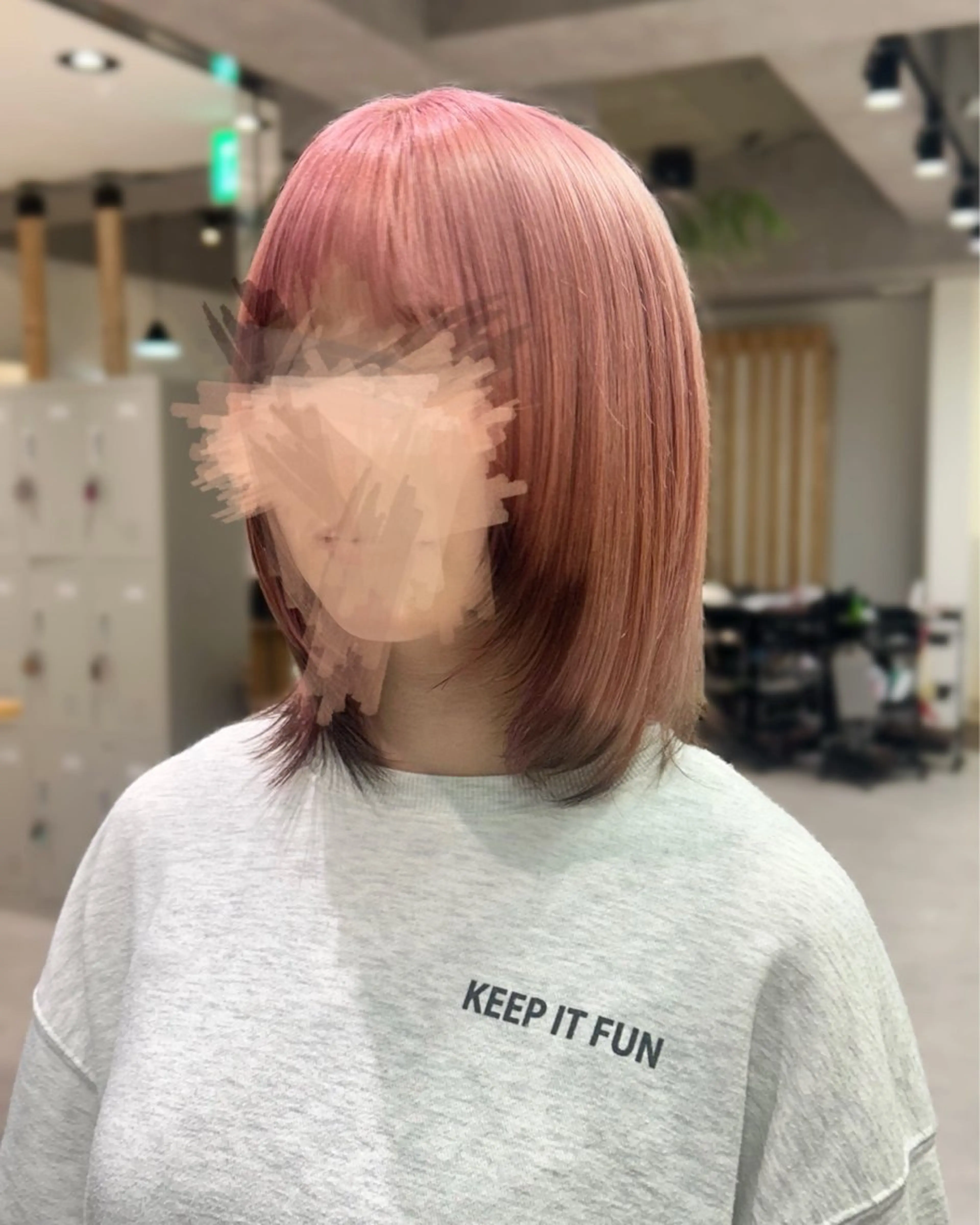 ミディアム 縮毛矯正/ブリーチ 無しWカラーのヘアスタイル