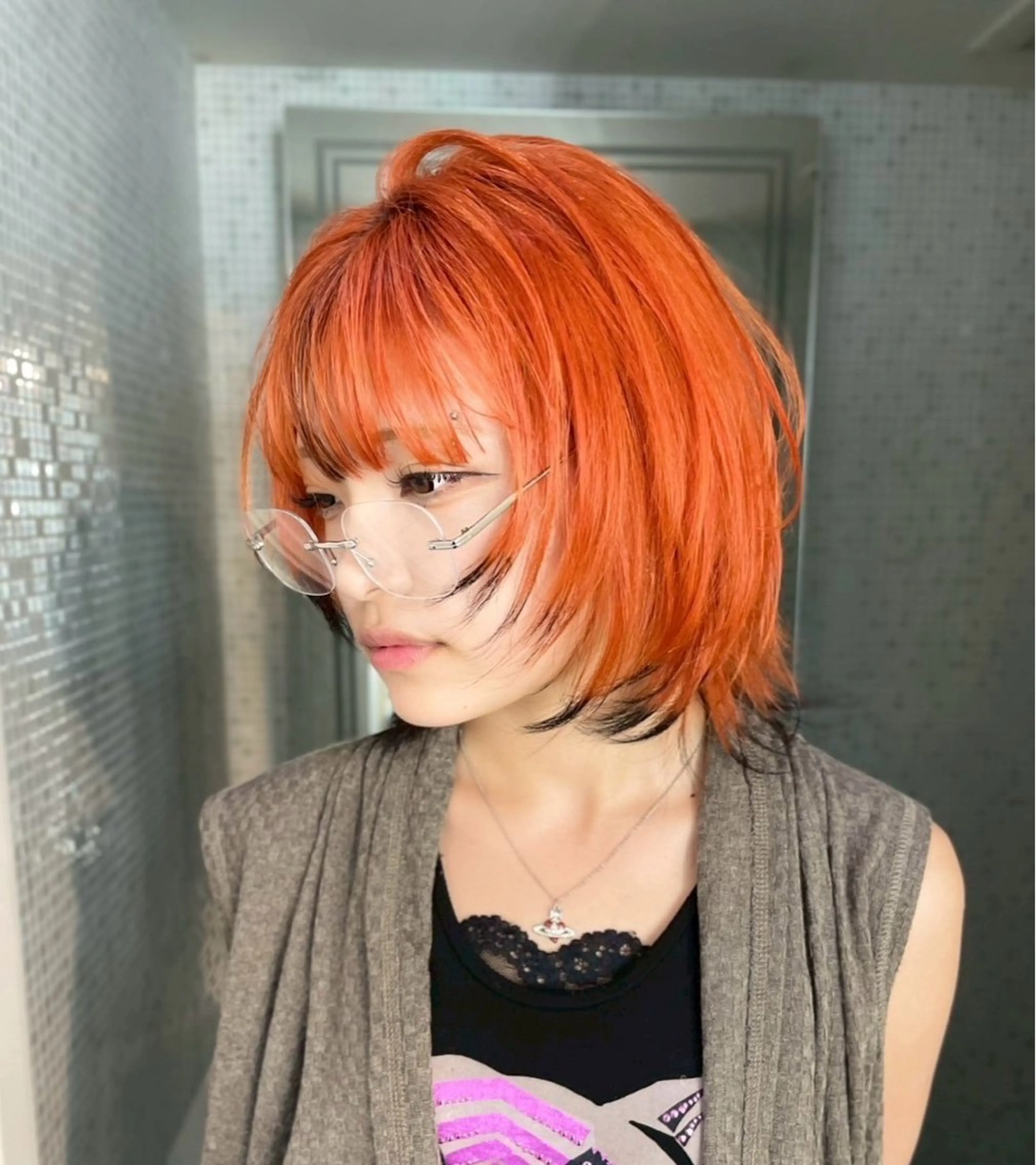 ミディアム カラー こだわりハイトーン/ ケアブリーチ/岸のヘアスタイル