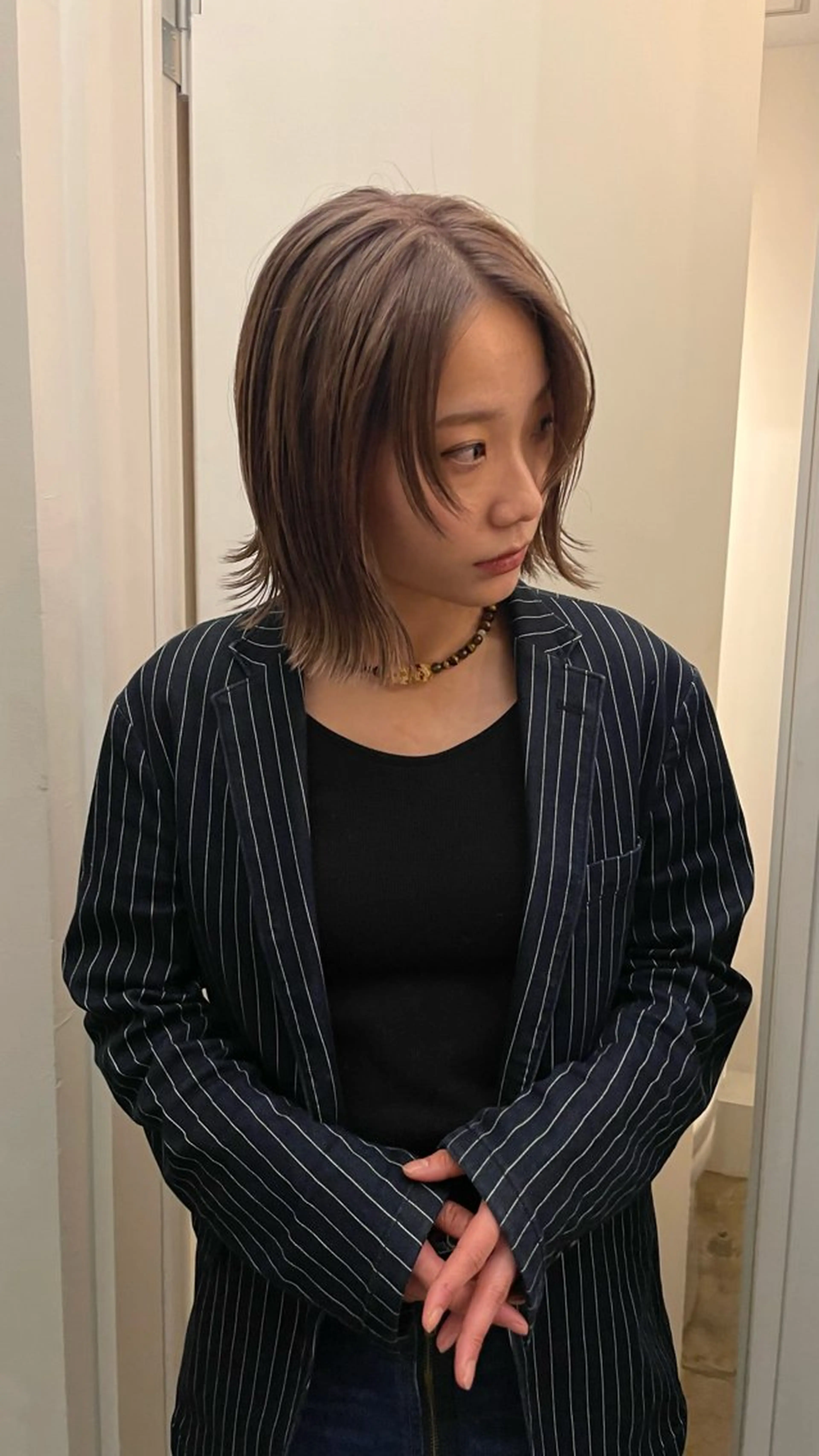 ミディアム 顔まわりレイヤー 顔周りカット レイヤーカット 原宿/ケパーマ 🧺ユウマのヘアスタイル
