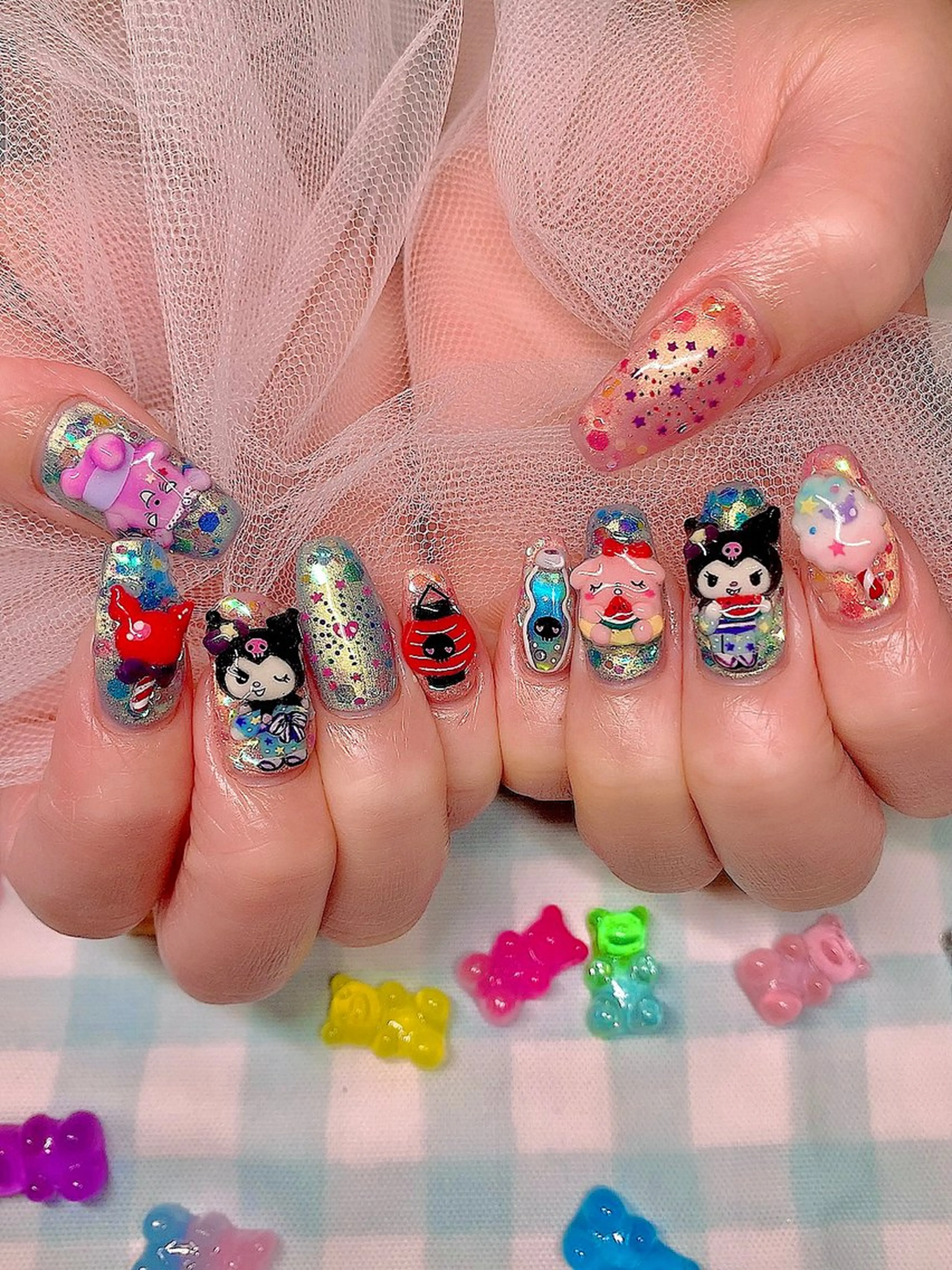 ネイル アートネイル オーロラネイル キラキラネイル 韓国ネイル 持ち込み 3Dアートネイル💗 都築レナのネイルデザイン