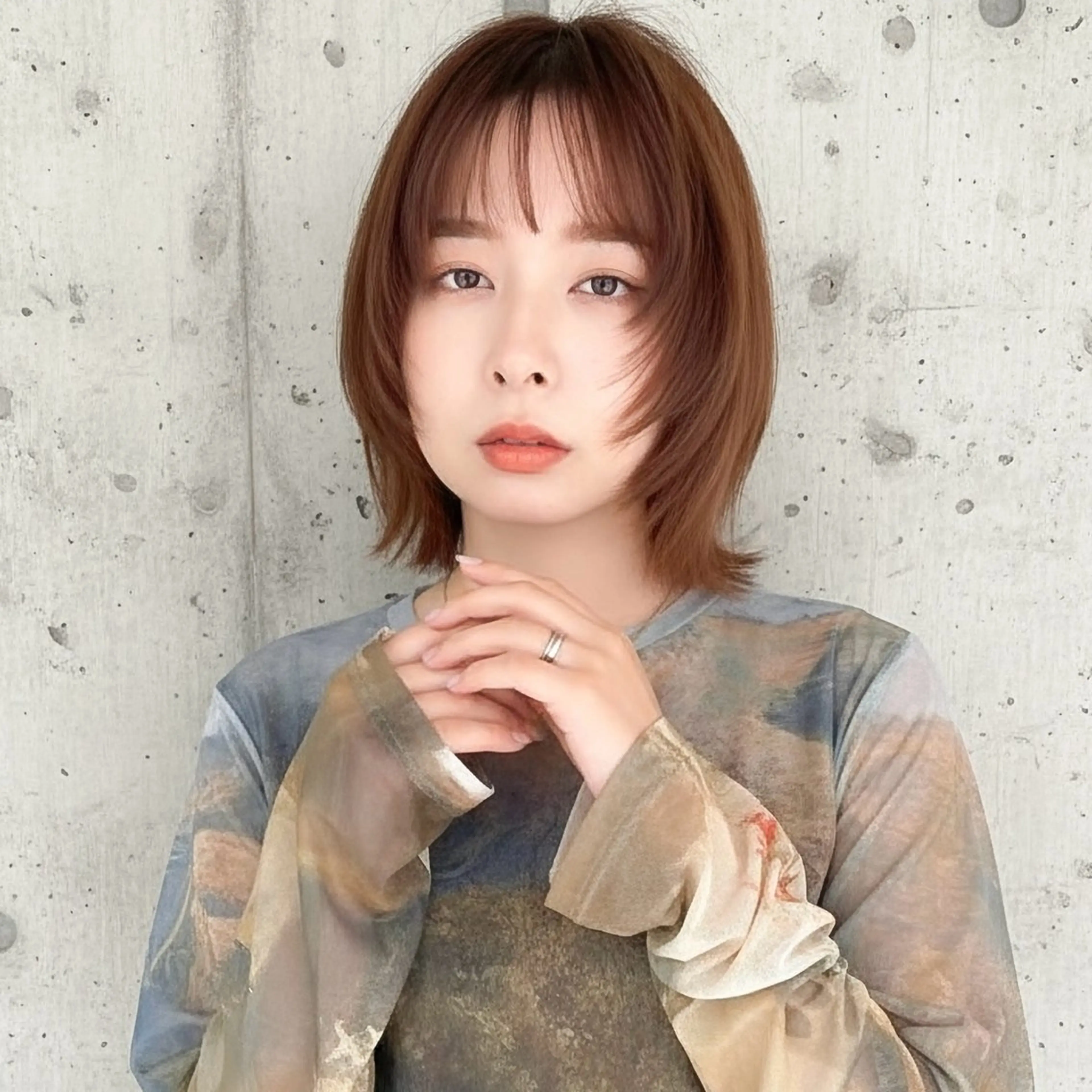 ミディアム カット ヘアカラー トリートメント ハッシュカット 田窪珠妃のヘアスタイル