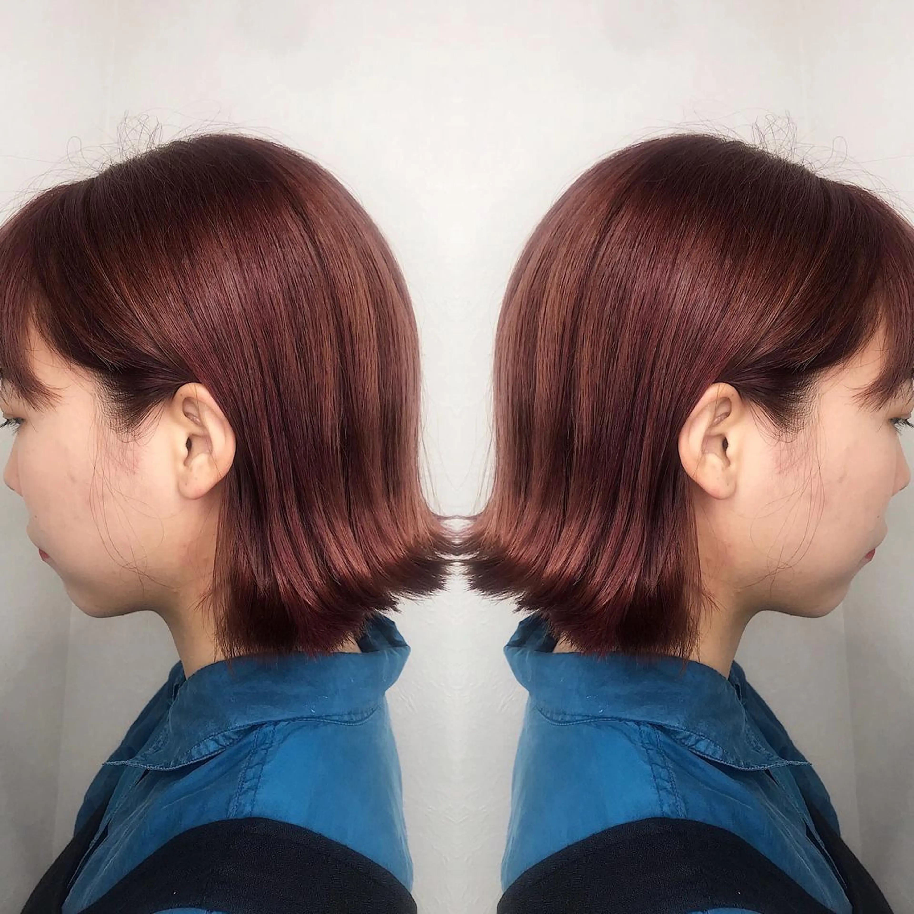 ミディアム カラー レッドカラー 外ハネヘア 柴田 祐輔のヘアスタイル