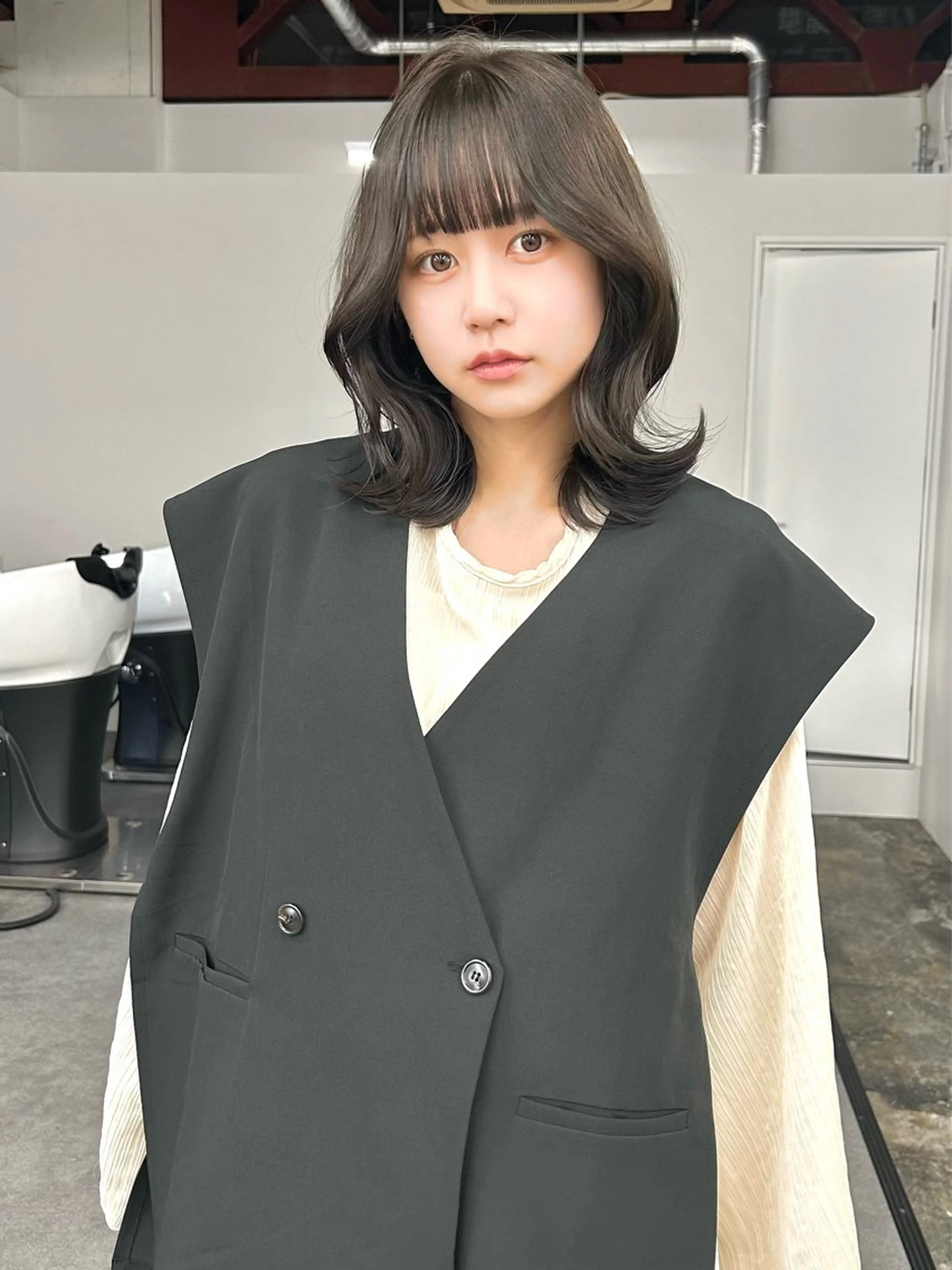 ミディアム カラー レイヤーカット 韓国ヘア×レイヤー カット/上田丈也のヘアスタイル