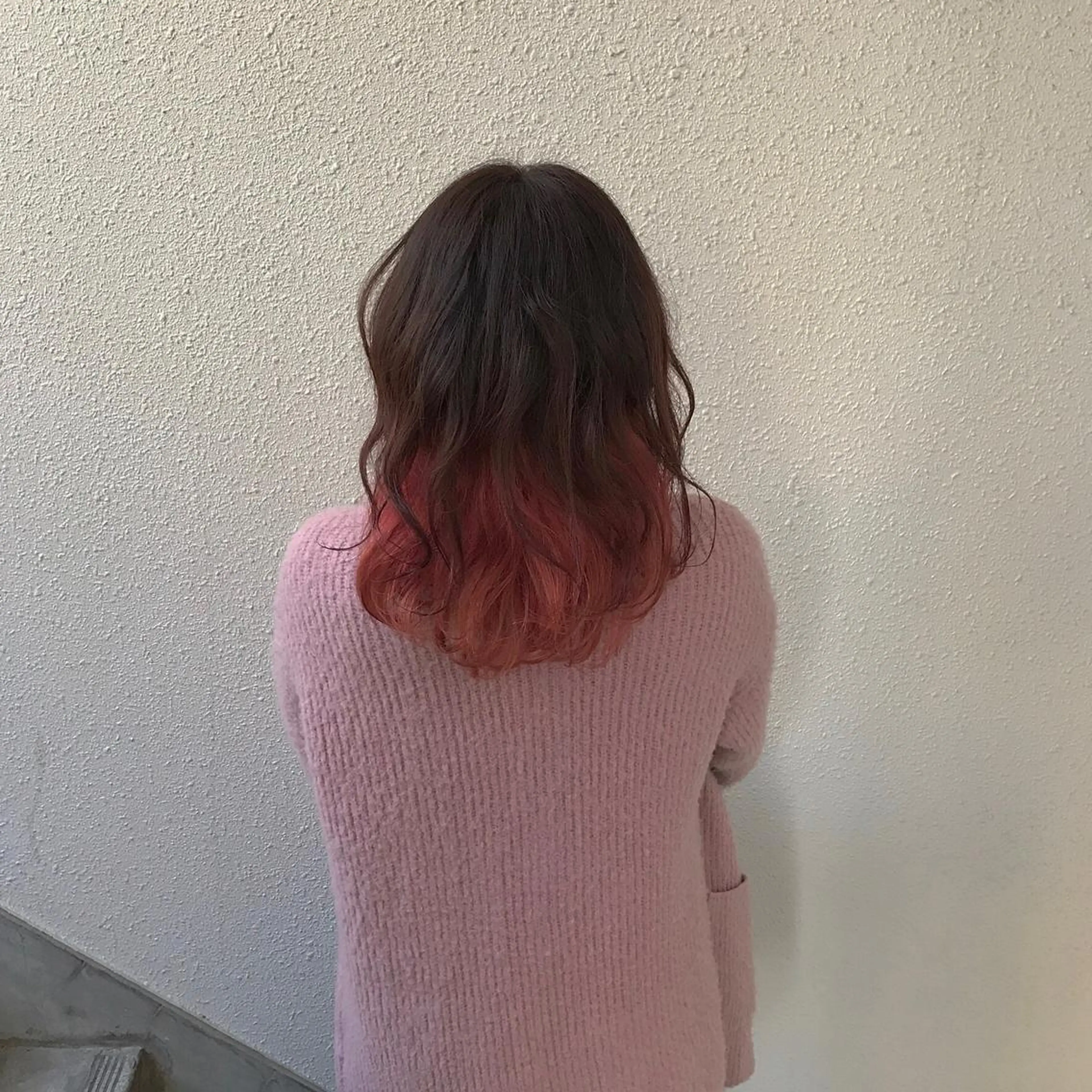 セミロング カラー ダブルカラー インナーカラー ピンクカラー インナーカラー/天神 ブリーチ/吉田のヘアスタイル