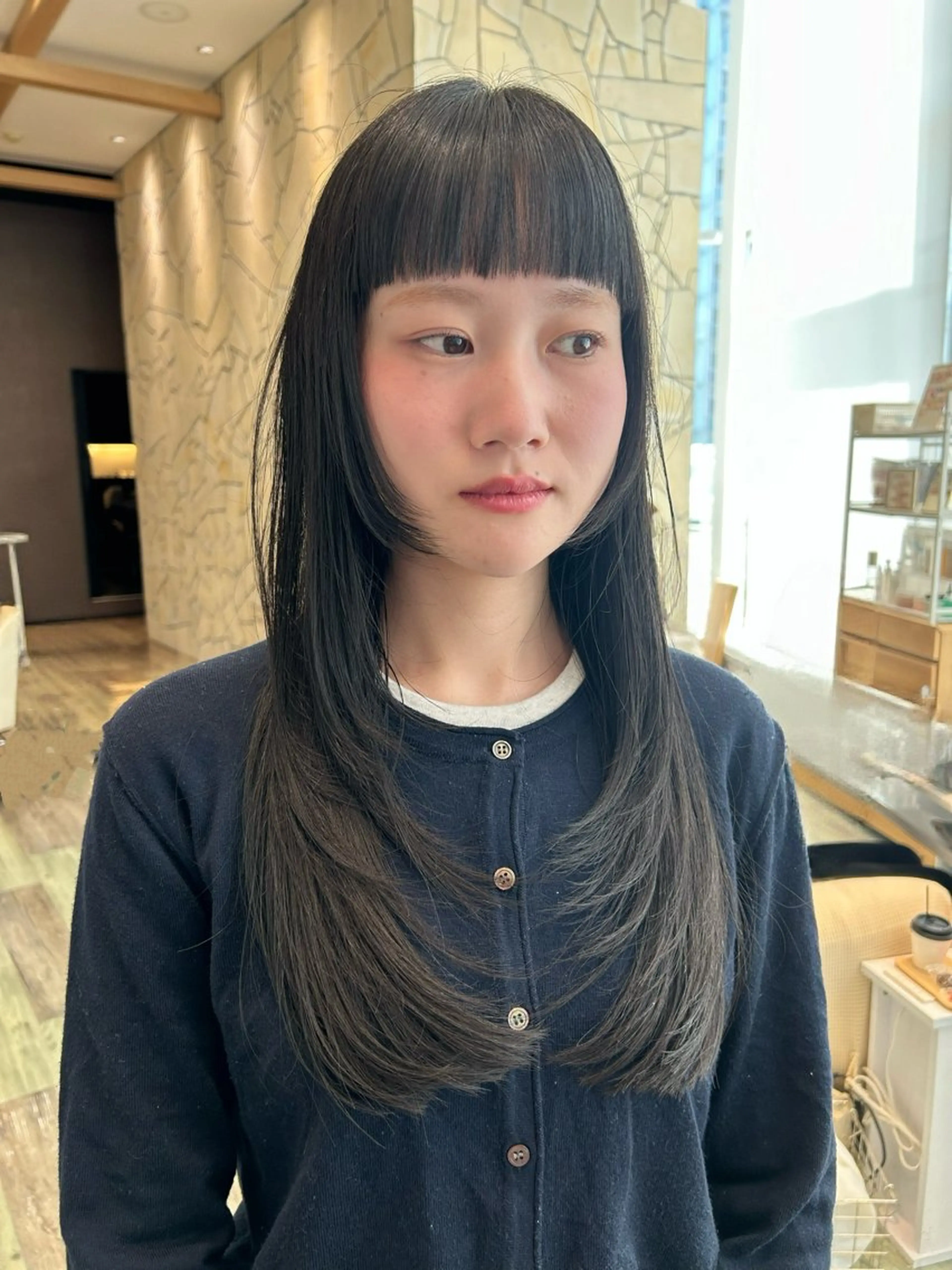 ロング カラー ハイレイヤー レイヤーカット オン眉 カット ヘアカラー トリートメント k-two☁あべの/ パーマ/Touaのヘアスタイル
