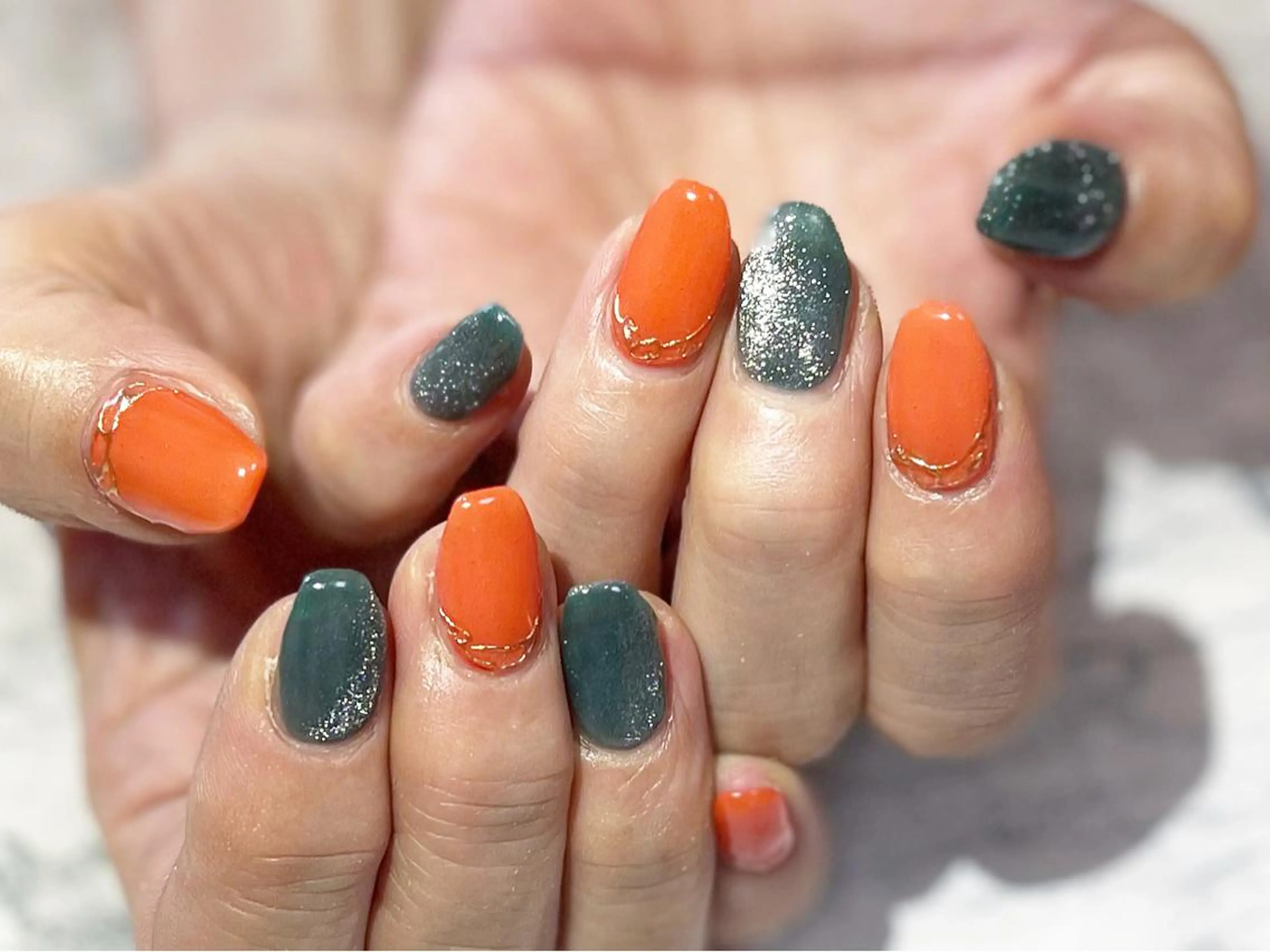 ネイル フットネイル ニュアンスネイル オレンジ シンプルネイル 春ネイル ネイル フフラ所属・nail fufla ♡yamane♡のネイルデザイン