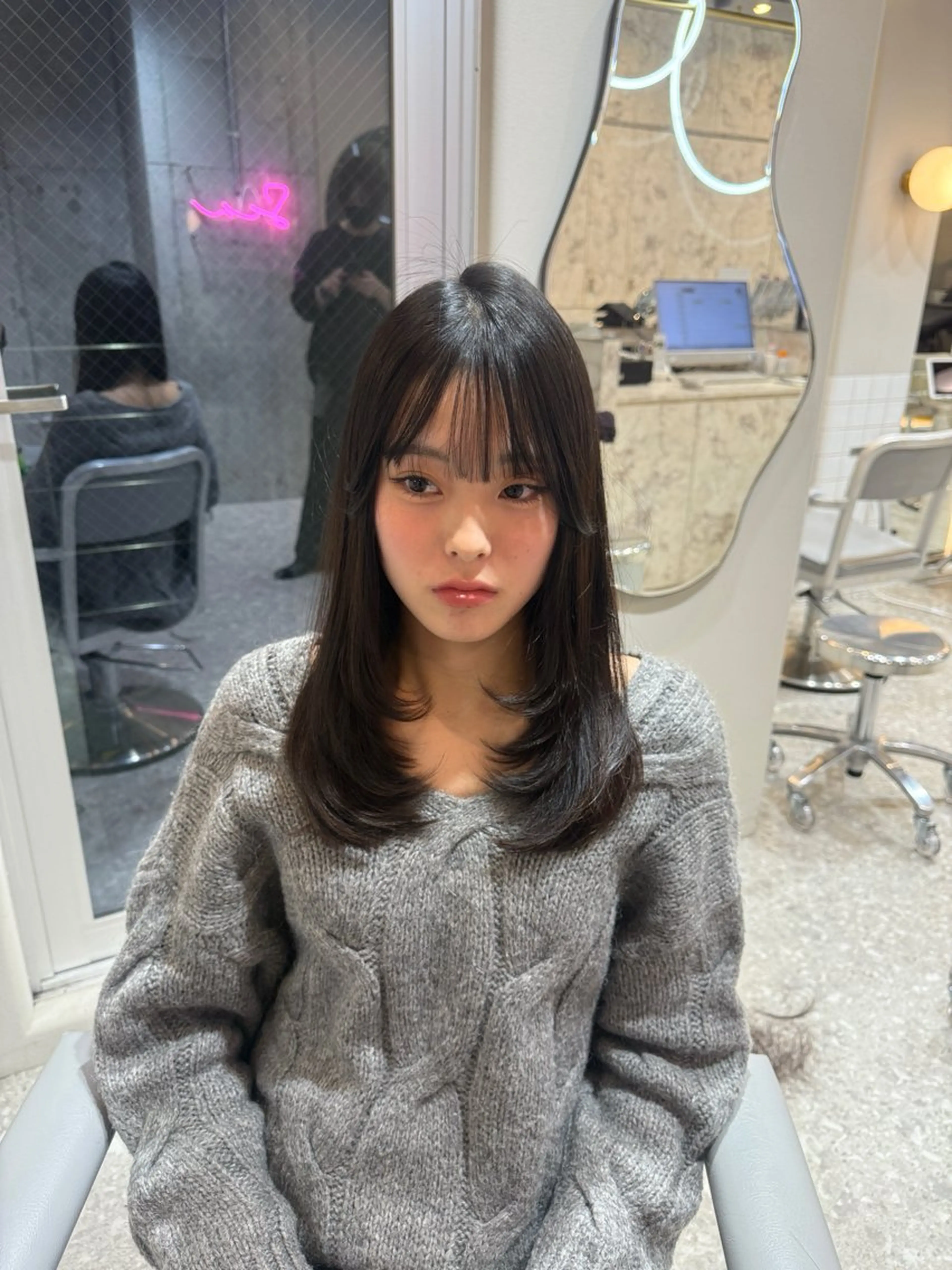 セミロング 新宿/韓国レイヤー /韓国ボブRionaのヘアスタイル
